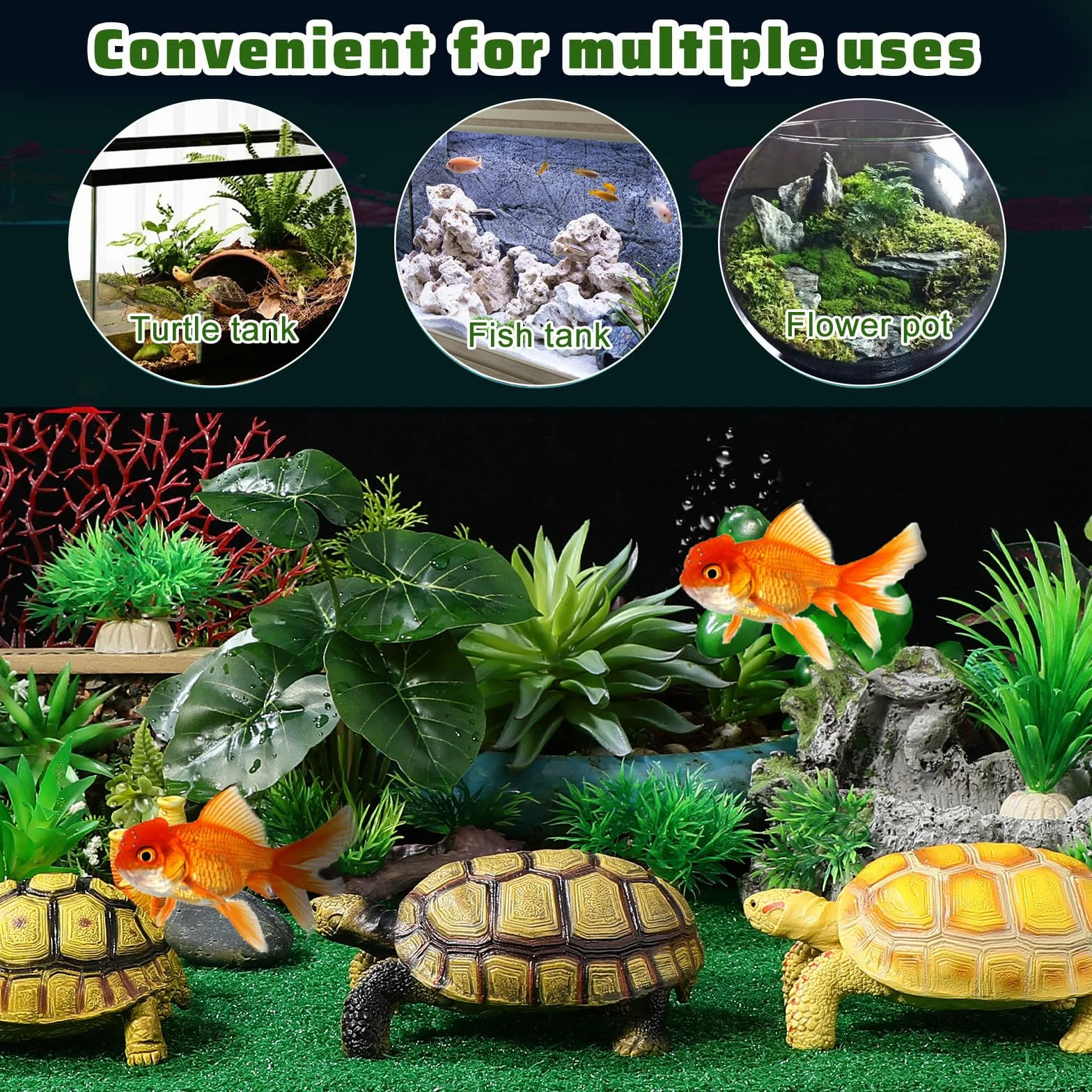 STOBAZA Tapis de Gazon Synthétique pour Tortue, Terrain en Plastique Vert pour Reptile, Adapté pour Aquarium et Bassin