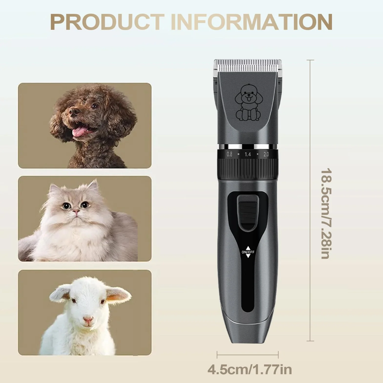 Tondeuse silencieuse pour chien avec charge USB, antidérapante pour petits, moyens et grands chiots