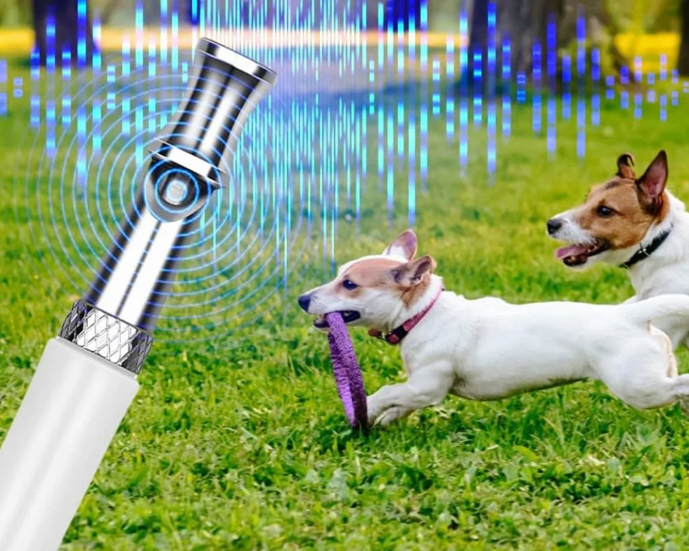 Sifflet Ultrason Chien Anti Aboiement 2 Pièces avec Lanière Dressage Canin