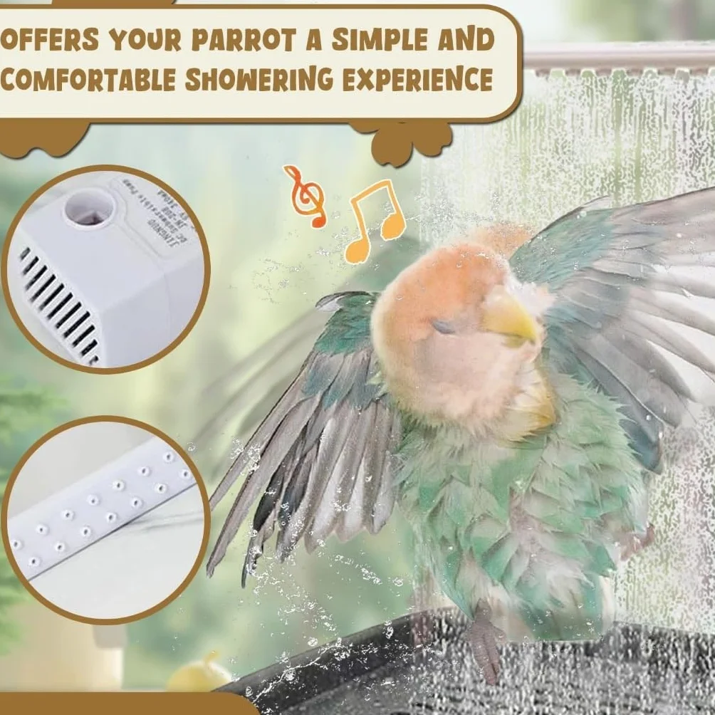 Douche de Bain Automatique pour Oiseaux, Eau Courante Automatique, pour Perruche, Oiseau