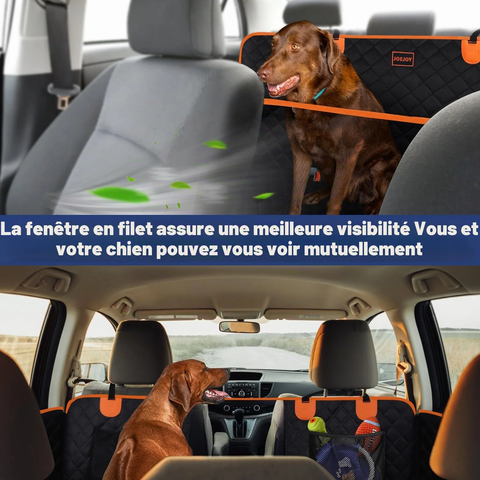 JOEJOY Housse Protection Voiture Chien Imperméable Résistant Aux Rayures Fond Rigide Noir