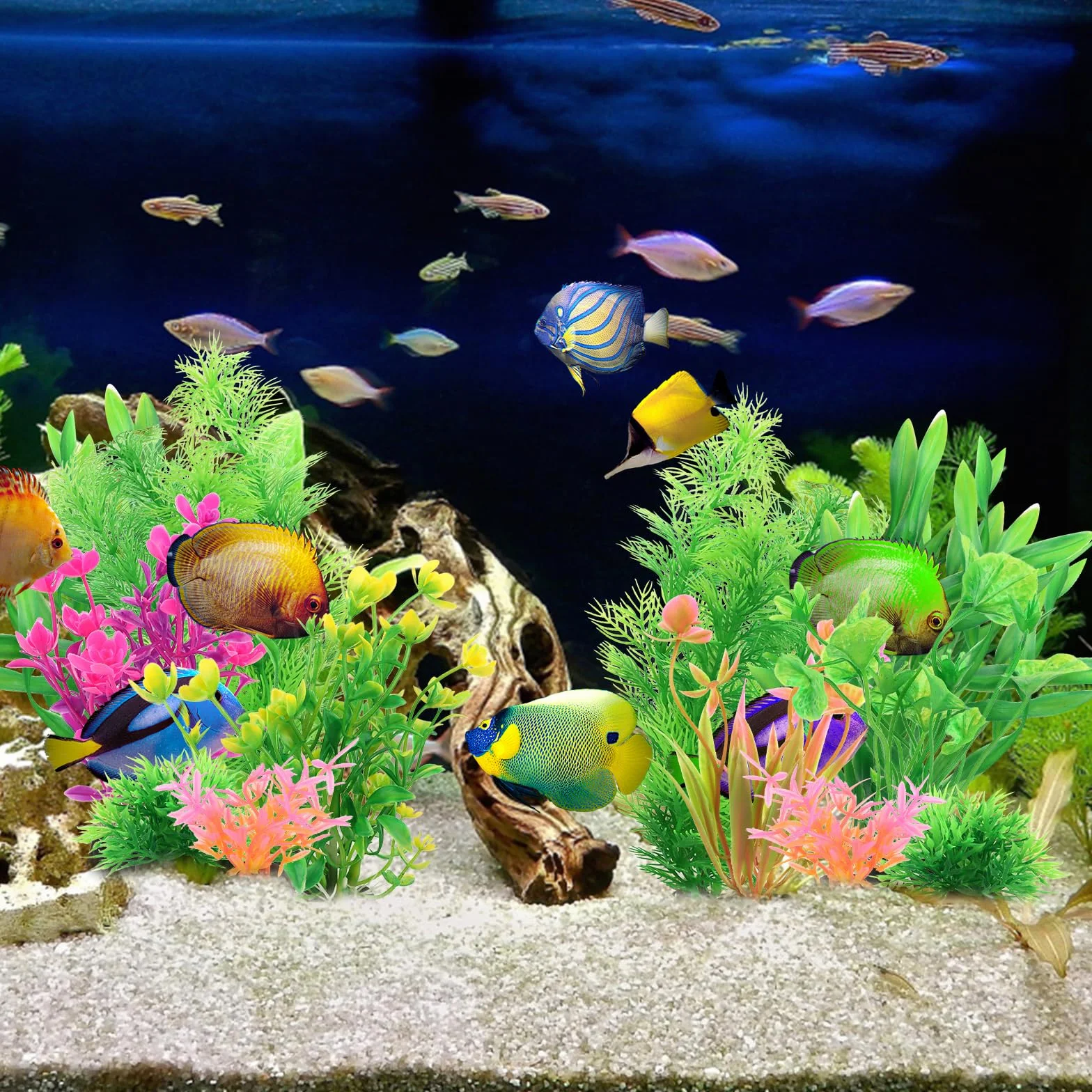 Aquarium Decoration Plante, 11 Pièces Vert Plantes Artificielle pour Aquarium et Terrarium