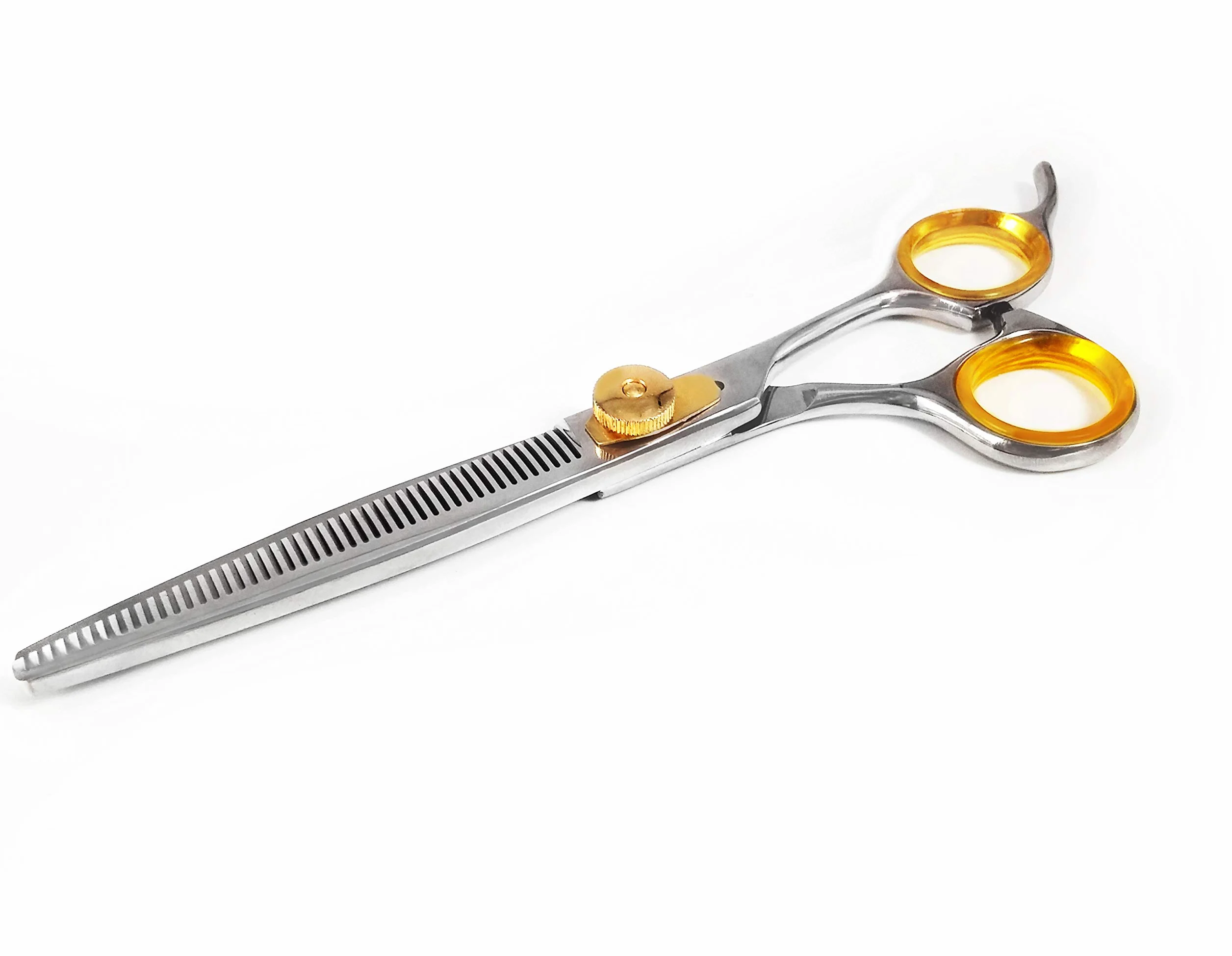 Sharf Ciseaux à effiler Gold Touch - 17,8 cm - 46 dents - Ciseaux de toilettage professionnels pour chien - Pointe fine - Ciseaux à effiler japonais en acier inoxydable 440 C