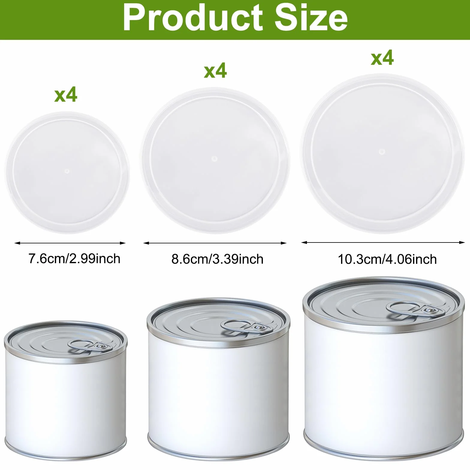 Couvercle Boite de Conserve 12 Pièces 3 Tailles Transparent pour Conservation Aliments