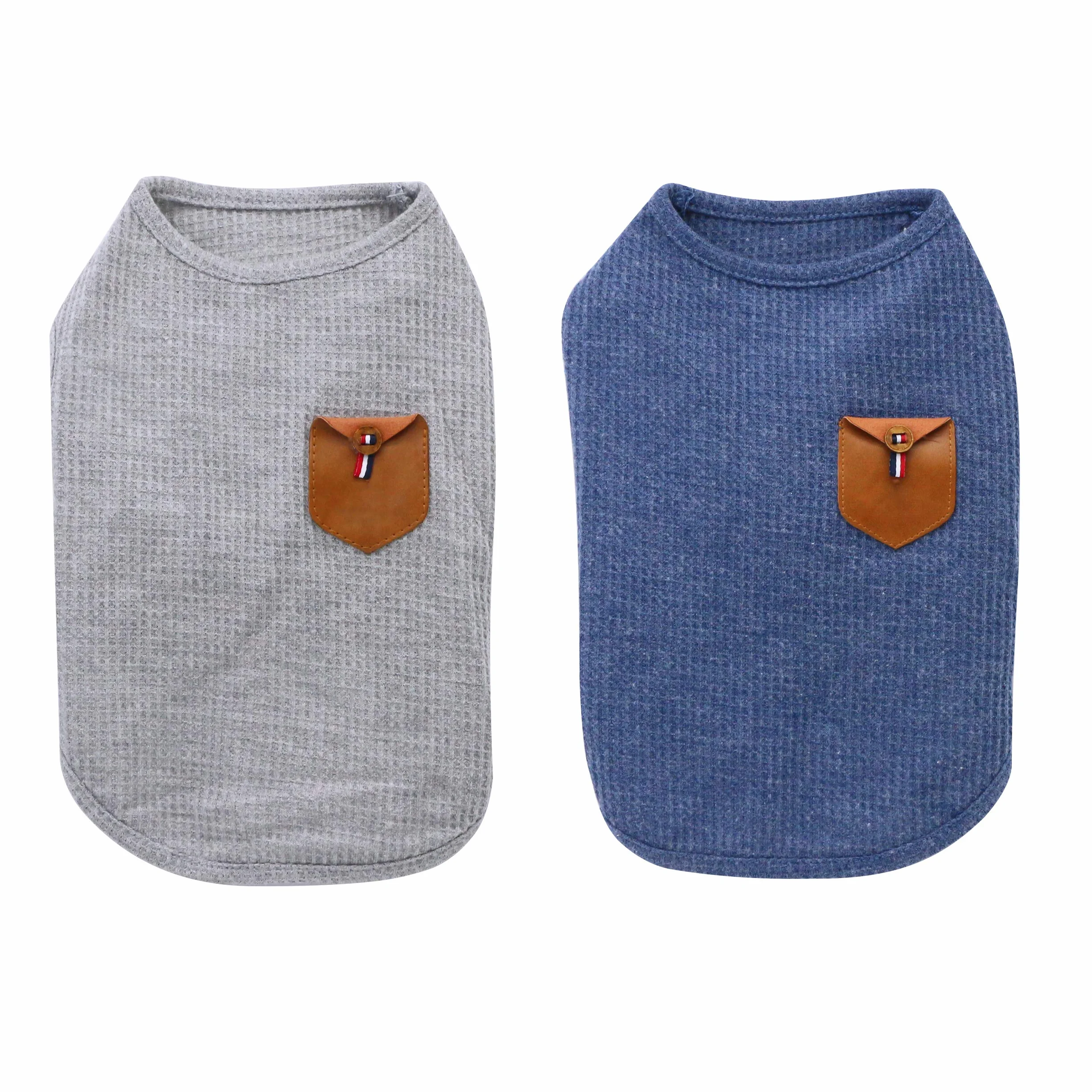 T-shirt Minimalist Pour Chien et Chat, Coton, Paquet de 2, Gris et Bleu