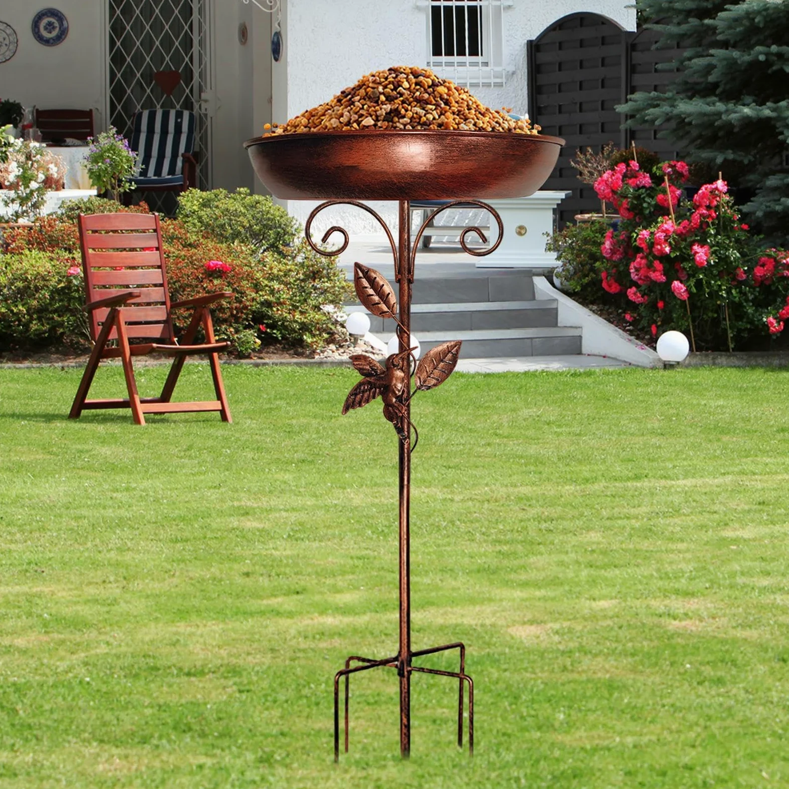 Bains d'oiseaux pour l'extérieur Cuvette À Eau en Métal Antirouille | Bain À Oiseaux Pour Patio Pour le Patio la Cour le Balcon le Jardin la Pelouse la Décoration l'Eau le Colibri l'Étang la