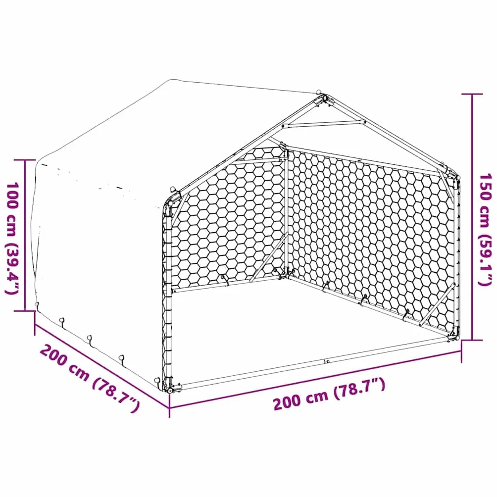 Chenil d'extérieur pour Chien Métal Acier galvanisé 2x2x1,5 m