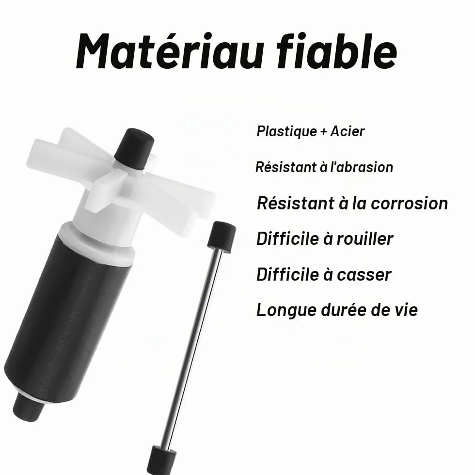 Lot de 2 turbines de rotor de pompe submersible, turbine de pompe à eau, joint libre, filtre magnétique haute efficacité, turbine de rotor d'aquarium, résistant à l'usure et à faible bruit