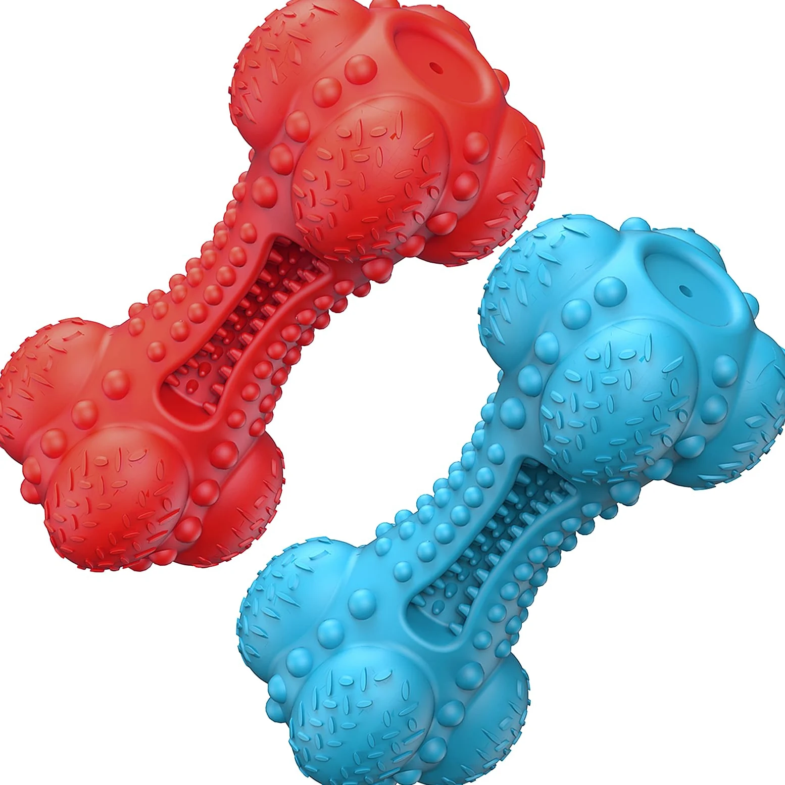 SCHITEC Lot de 2 jouets couineurs à mâcher pour chiens agressifs de grande race, os interactifs en caoutchouc pour chiens de grande et moyenne taille
