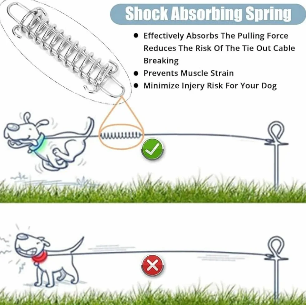 Câble d'attache pour chien 5 m diamètre chaîne robuste absorption des chocs camping plein air jusqu'à 150 kg