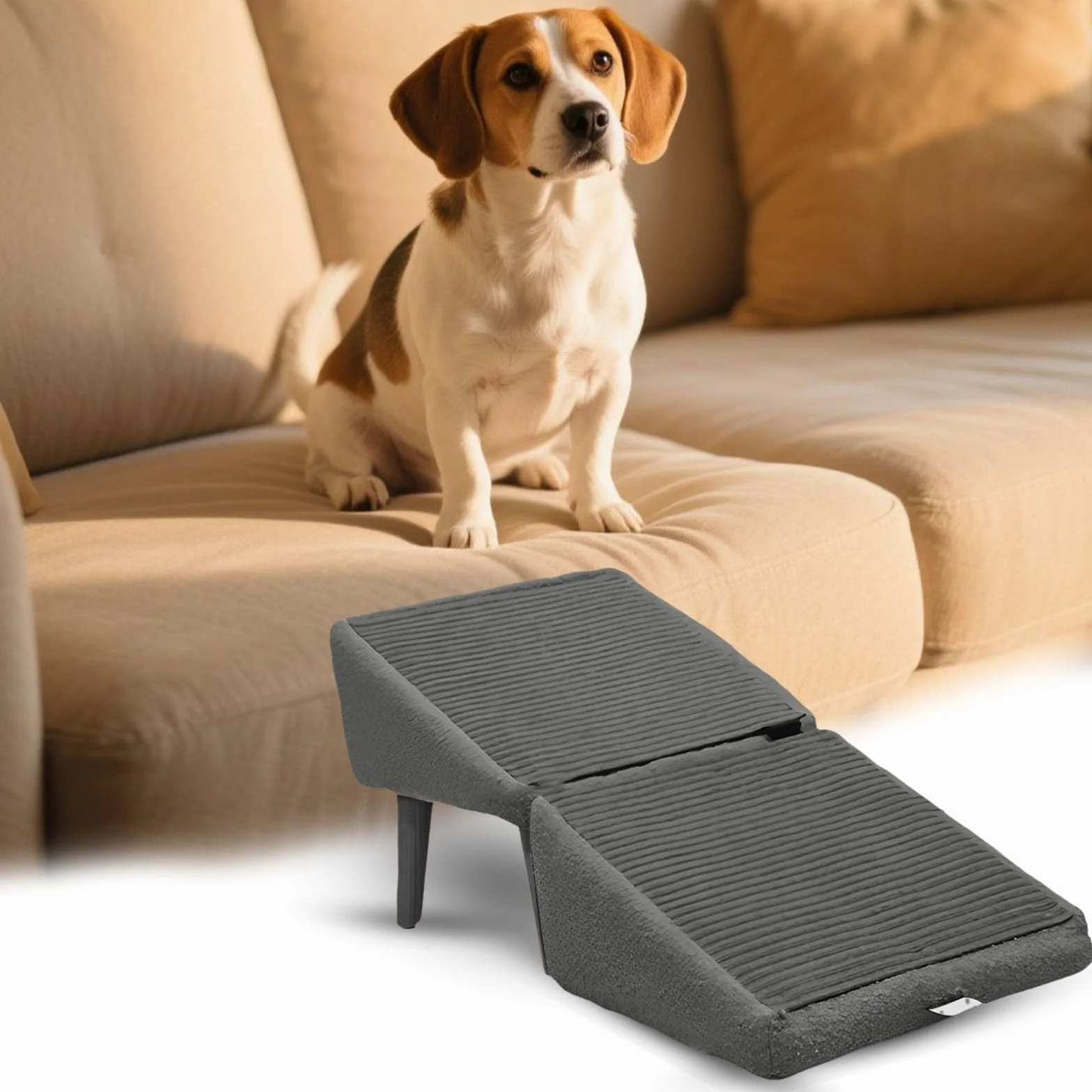Rampe pour chiens et chats marches antidérapantes design léger portable aide escalade robuste lit canapé voiture gris