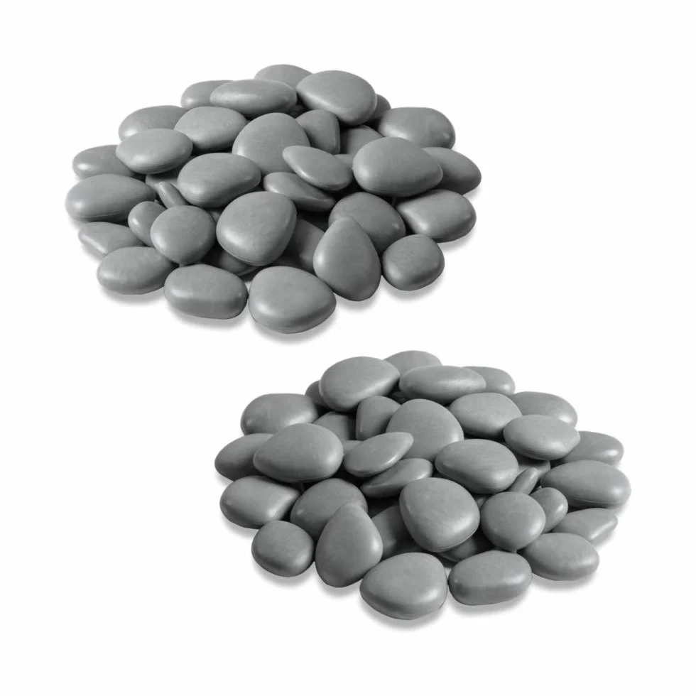 RE-Pubbles Galets décoratifs pour pots, jardin, aquarium, terrarium et modélisme, en plastique recyclé - Lot de 2 petits sachets gris