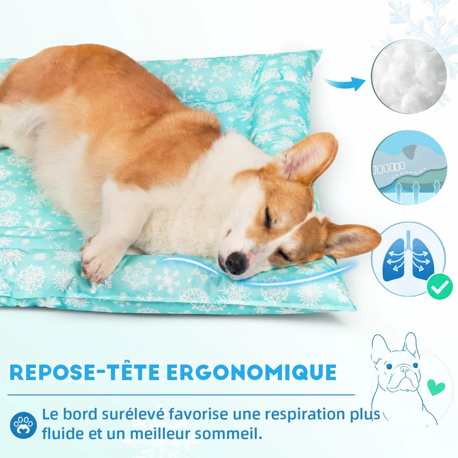 Tapis Rafraîchissant pour Chien et Chat 76 x 66 cm Gel Non Toxique Refroidissement