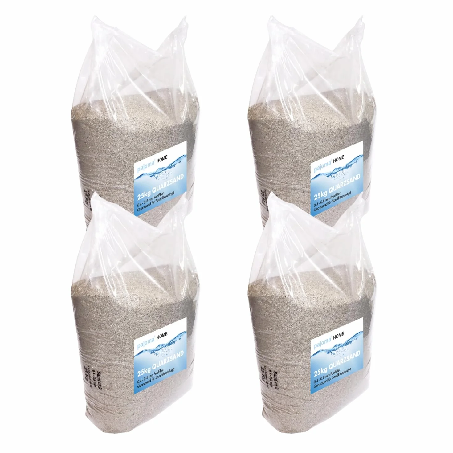 Sable de quartz 4 x 25 kg pour filtre de piscine 0,4-0,8 mm