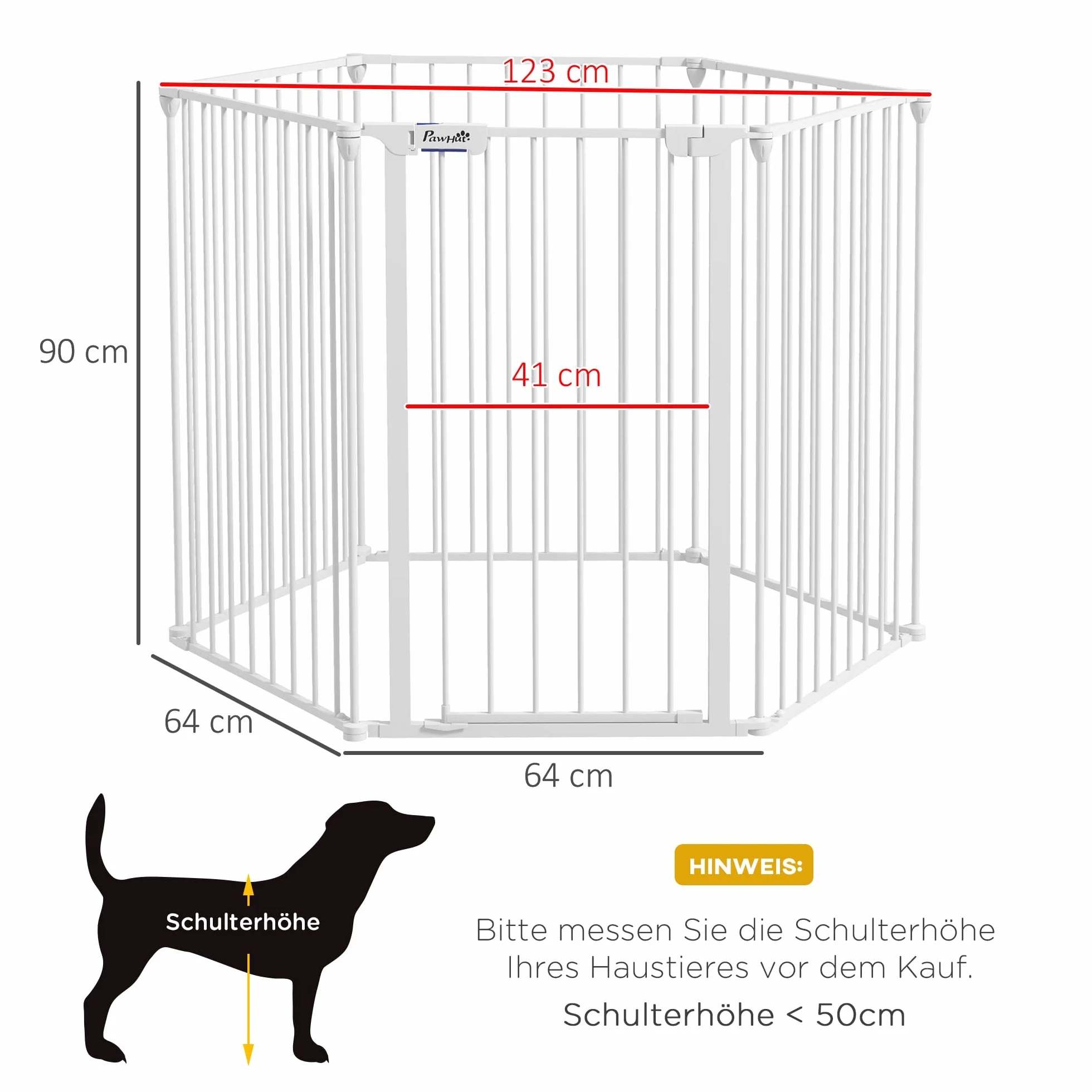PawHut Enclos pour chiots pliable 90 cm barrière 6 panneaux acier blanc