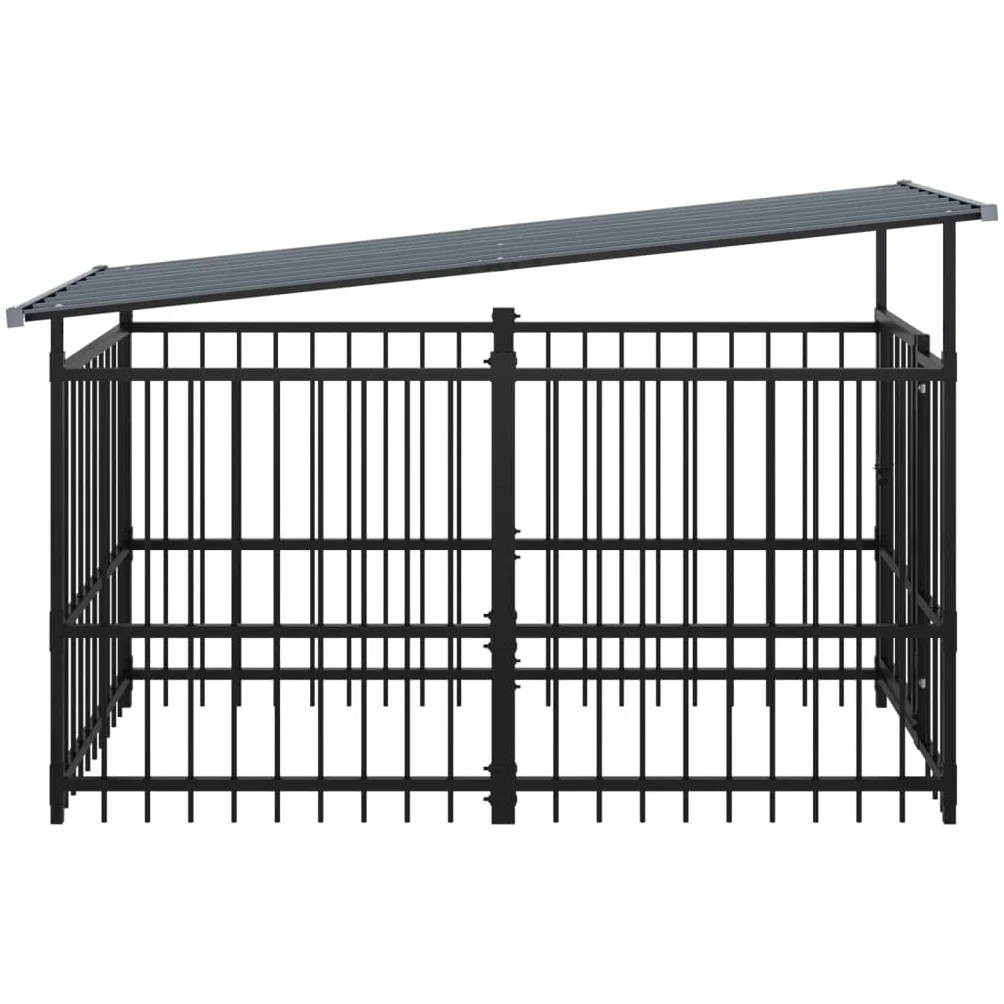 vidaXL Chenil d'Extérieur avec Toit pour Chiens Acier 1,88 m² Cage Enclos