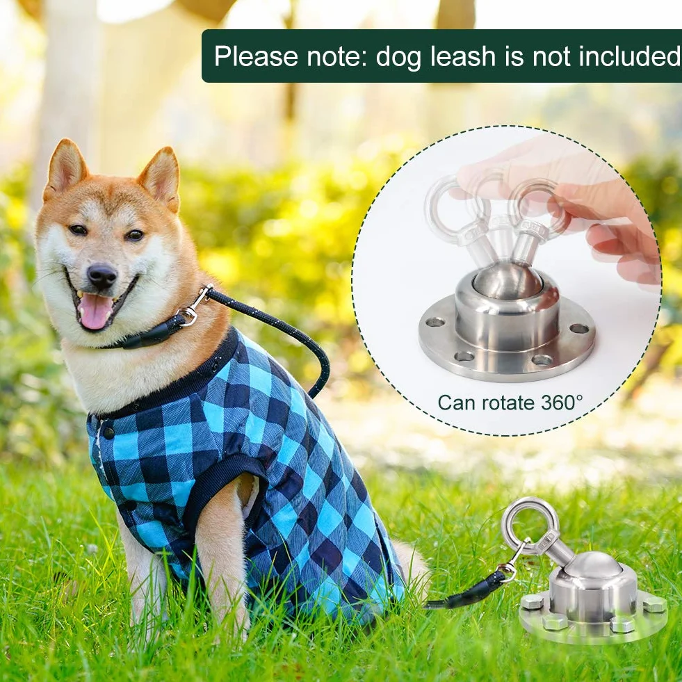 Piquet de pose pour chien à 360 ° - En acier inoxydable robuste - Sans laisse - Ancrage au sol pour chien - Pour extérieur et jardin