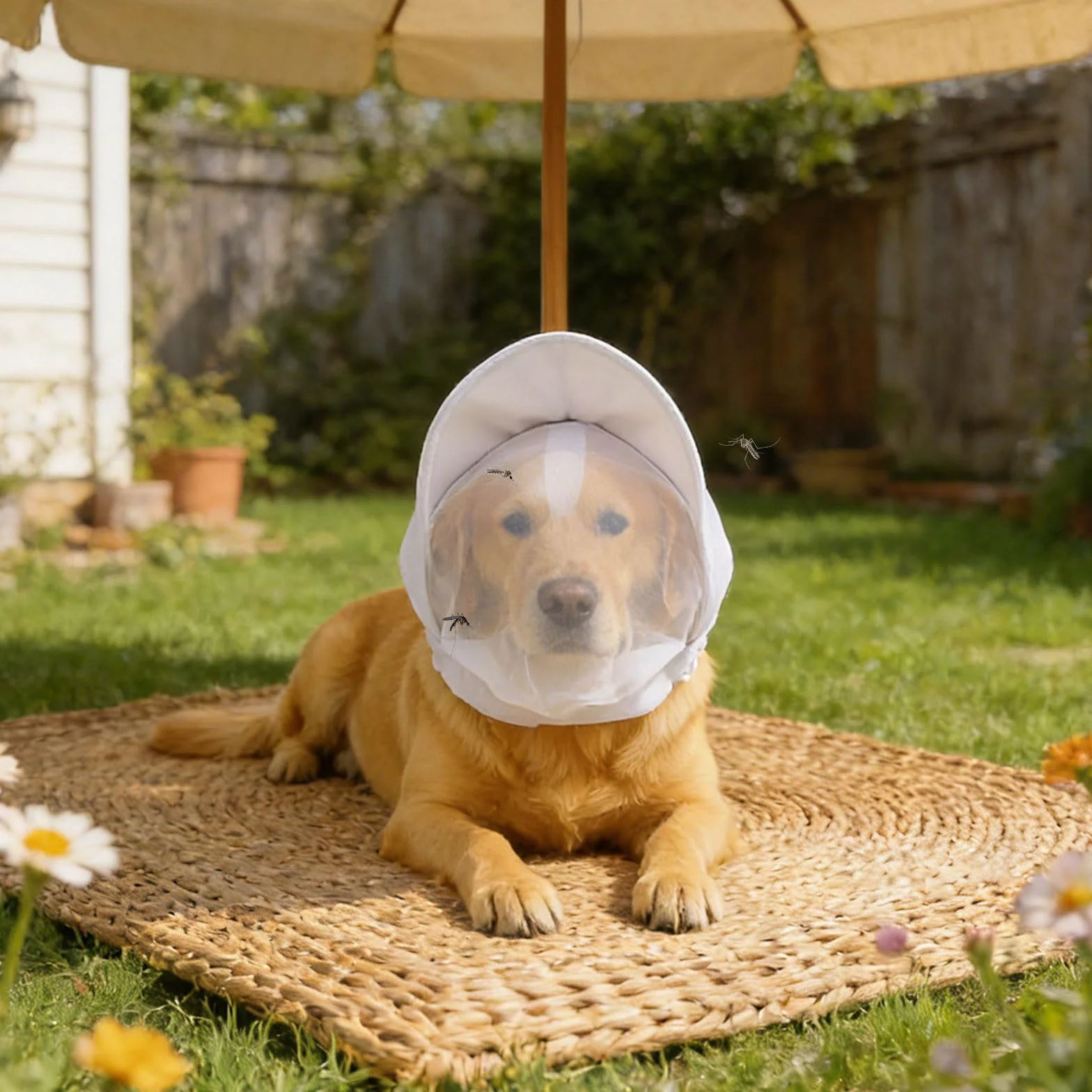 Réseau pour la tête de chien, respirant, réglable, protection de la tête en tissu maillé pour les chiens en plein air – pour les races petites et moyennes, les chiots, les voyages, les activités de
