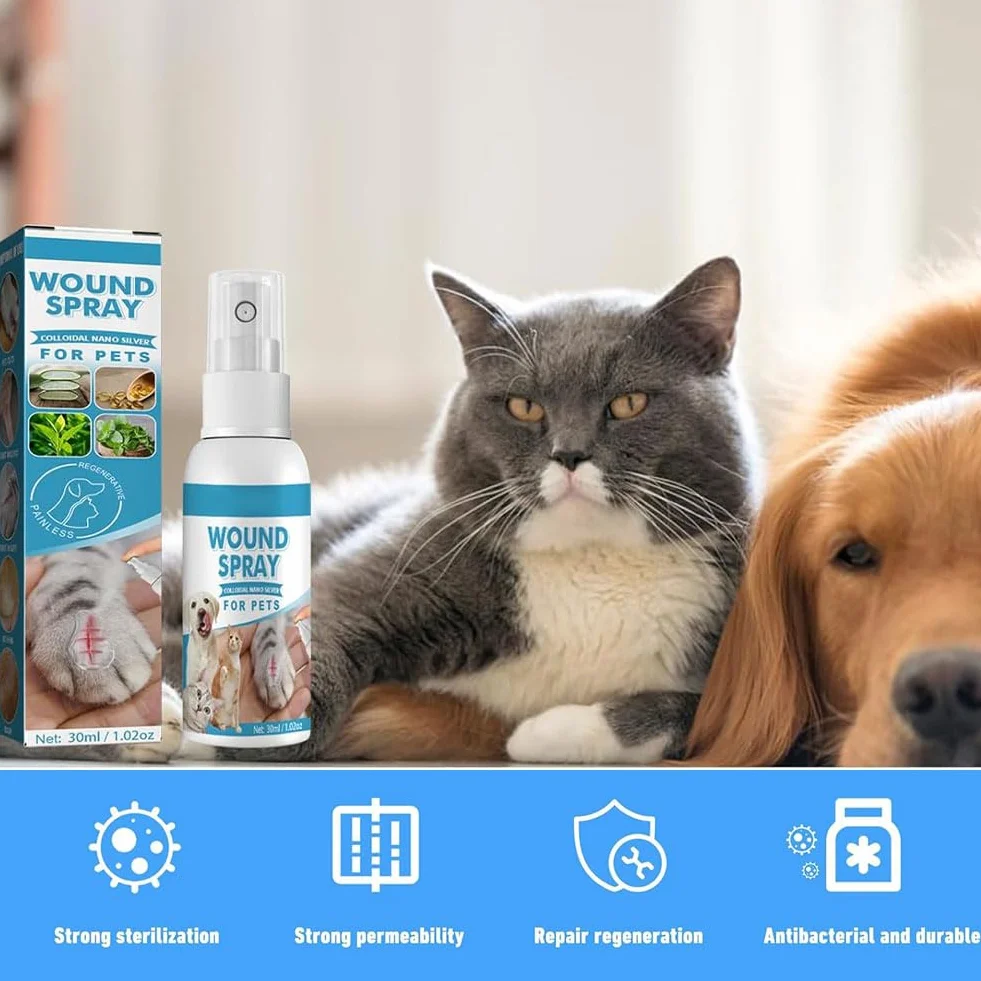 Rakiuty Pansement Liquide pour Plaies Chien Spray Guérison Nettoyage Animaux Compagnie