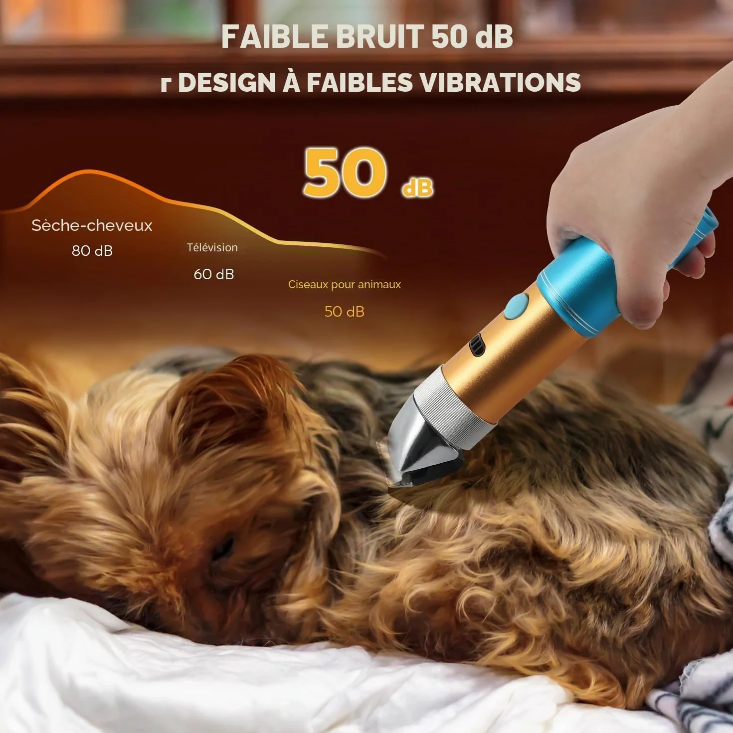 CGOLDENWALL 400W Tondeuse Chien Tondeuse à Moutons Électrique Rechargeable Tête de Coupe Peigne Limite Intégrés Amovible 5H en Veille Faible Bruit (3MM+6MM) | Professionnelle, <50dB, 5h Veille, Rechargeable, Anti-Poils Longs, Tous Poils