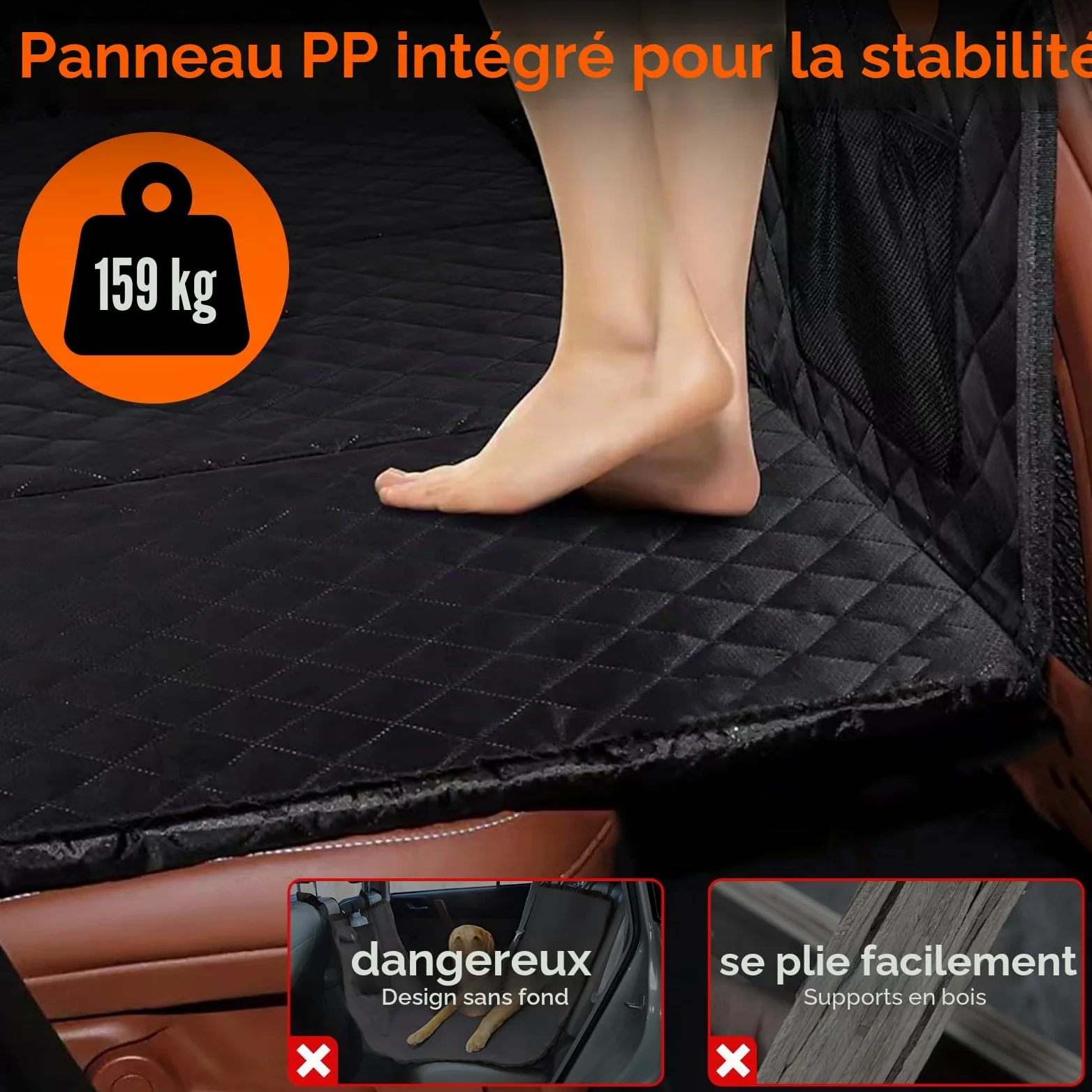 Euqvunn Protection Coffre Voiture Chien avec Fond Rigide [Taille Plus Large et Clip en métal] Housse Voiture Chien, Imperméable Protection Siege Voiture Chien Universel pour Voitures, SUV, coffres