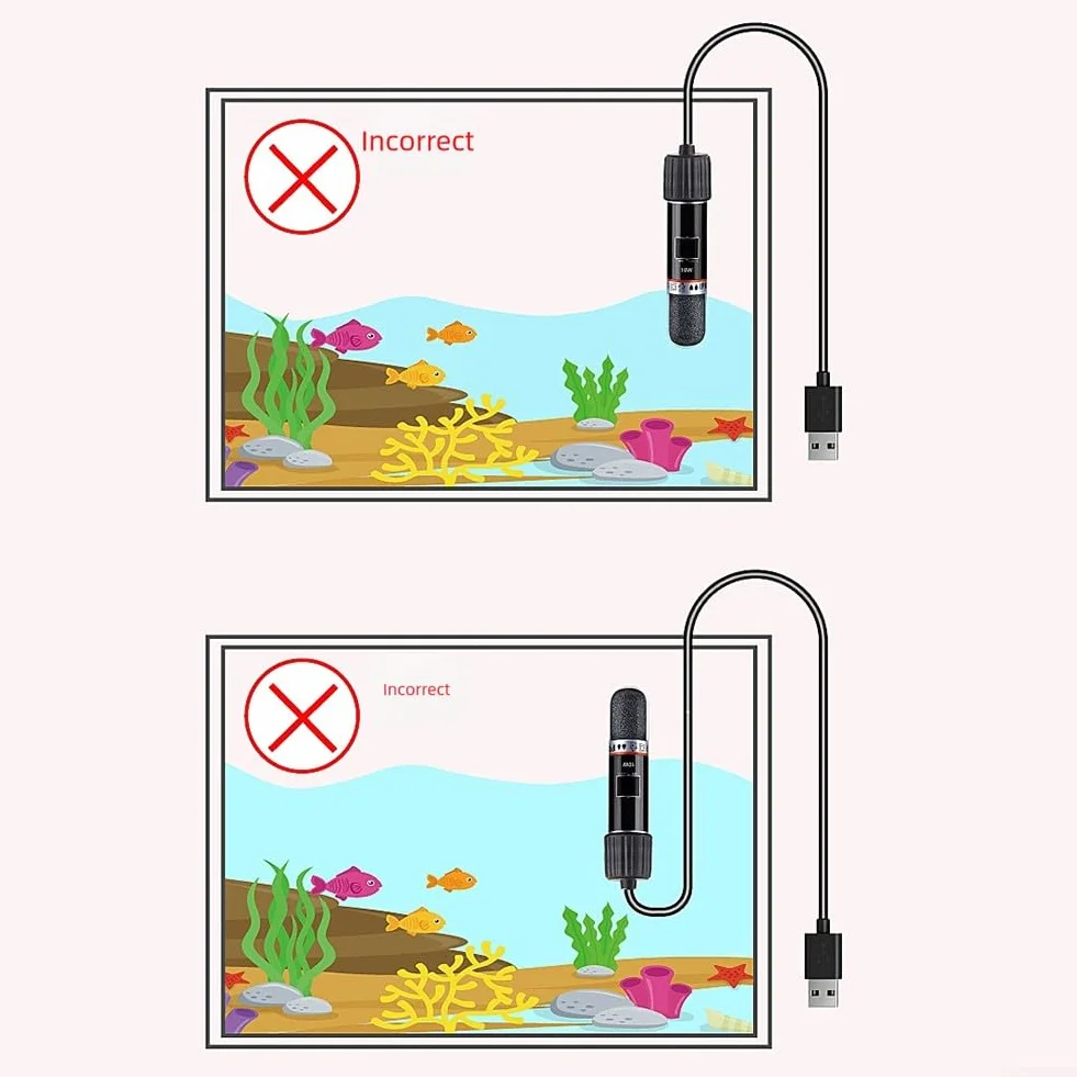 Mini chauffage d'aquarium 8,5 cm 26 °C température constante automatique alimenté par USB 10 W pour petits aquariums