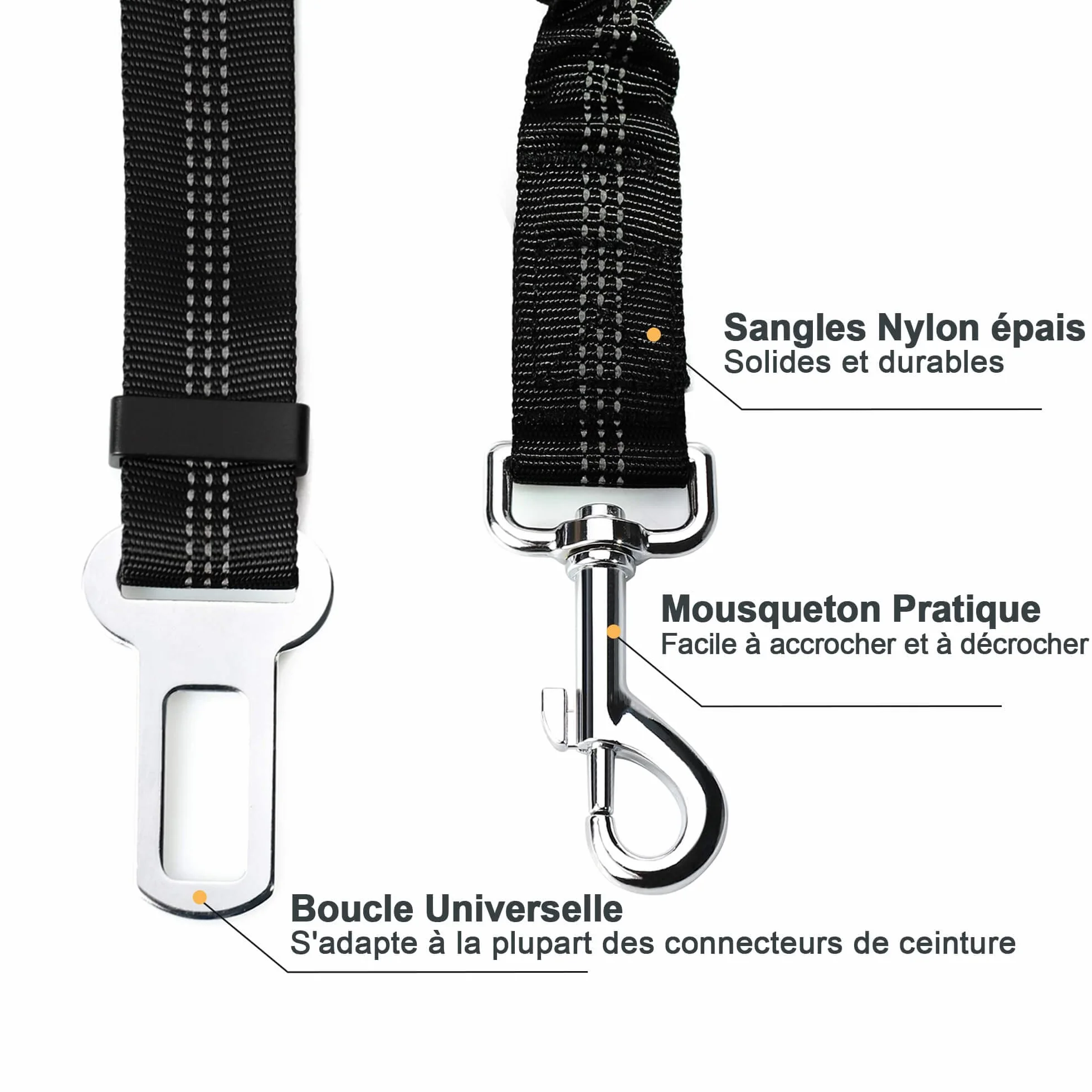 Toozey Sangle de sécurité pour Chien avec système d'absorption des Chocs et Mousqueton Solide réglable pour Chien et Chat