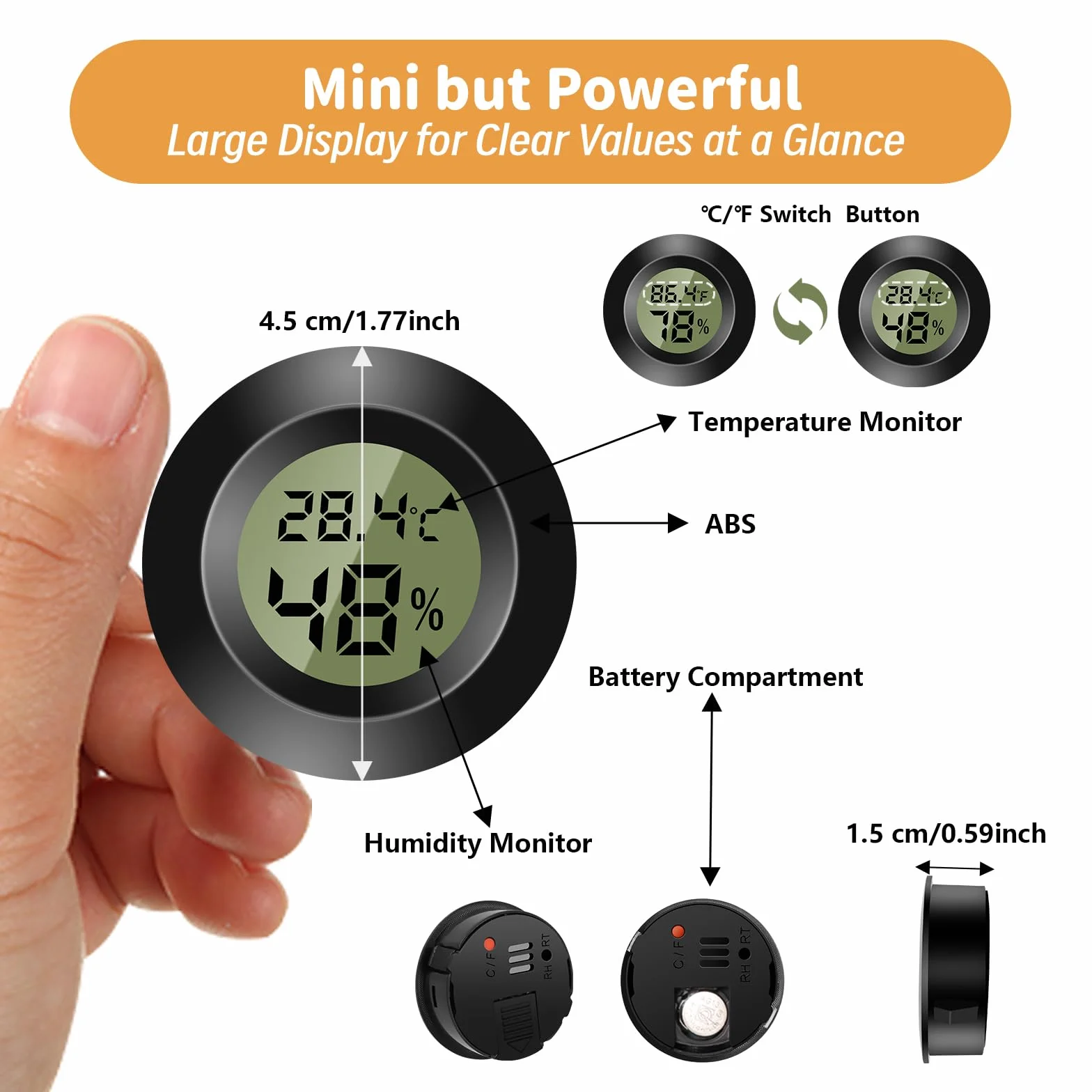 3PCS Hygromètre Numérique Thermomètre Intérieur Thermomètre D'ambiance Moniteur de Température et Humidimètre à Haute Précision Capteur Humidité Température pour Terrasse/Jardin/Maison/Cave