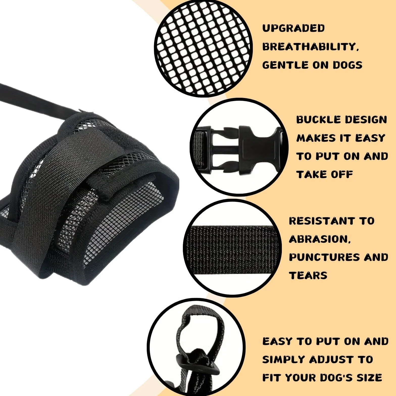 KEYRI 2 Pièces Muselière pour Chiens Muselière Souple Réglable pour Chiens Respirant Muselière en Nylon pour Chien Museliere Anti-Aboiements et Anti-Morsures Museau d'Entraînement (Noir, Petit)