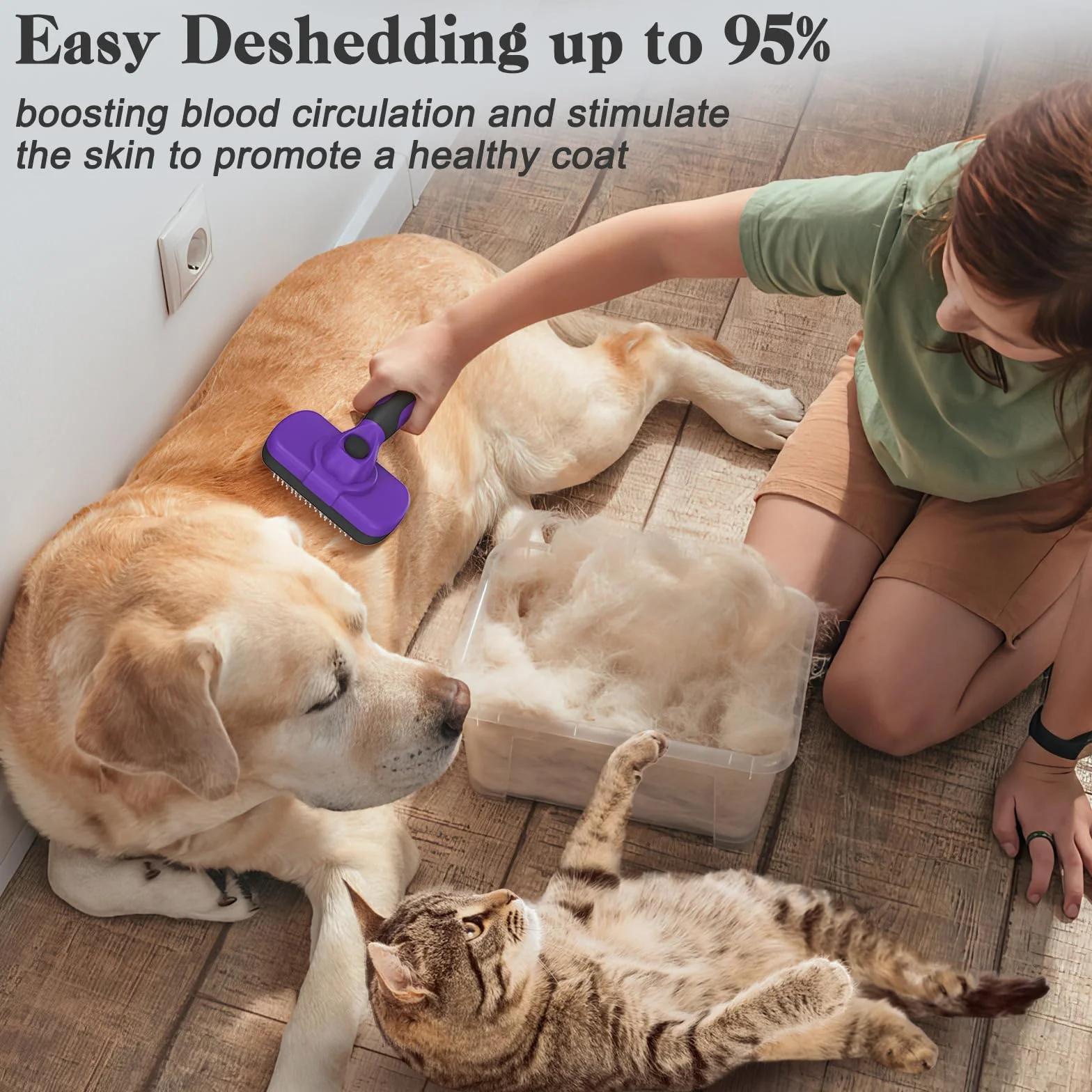 Brosse lissante autonettoyante pour chiens et chats toilettage doux anti-perte anti-épilation