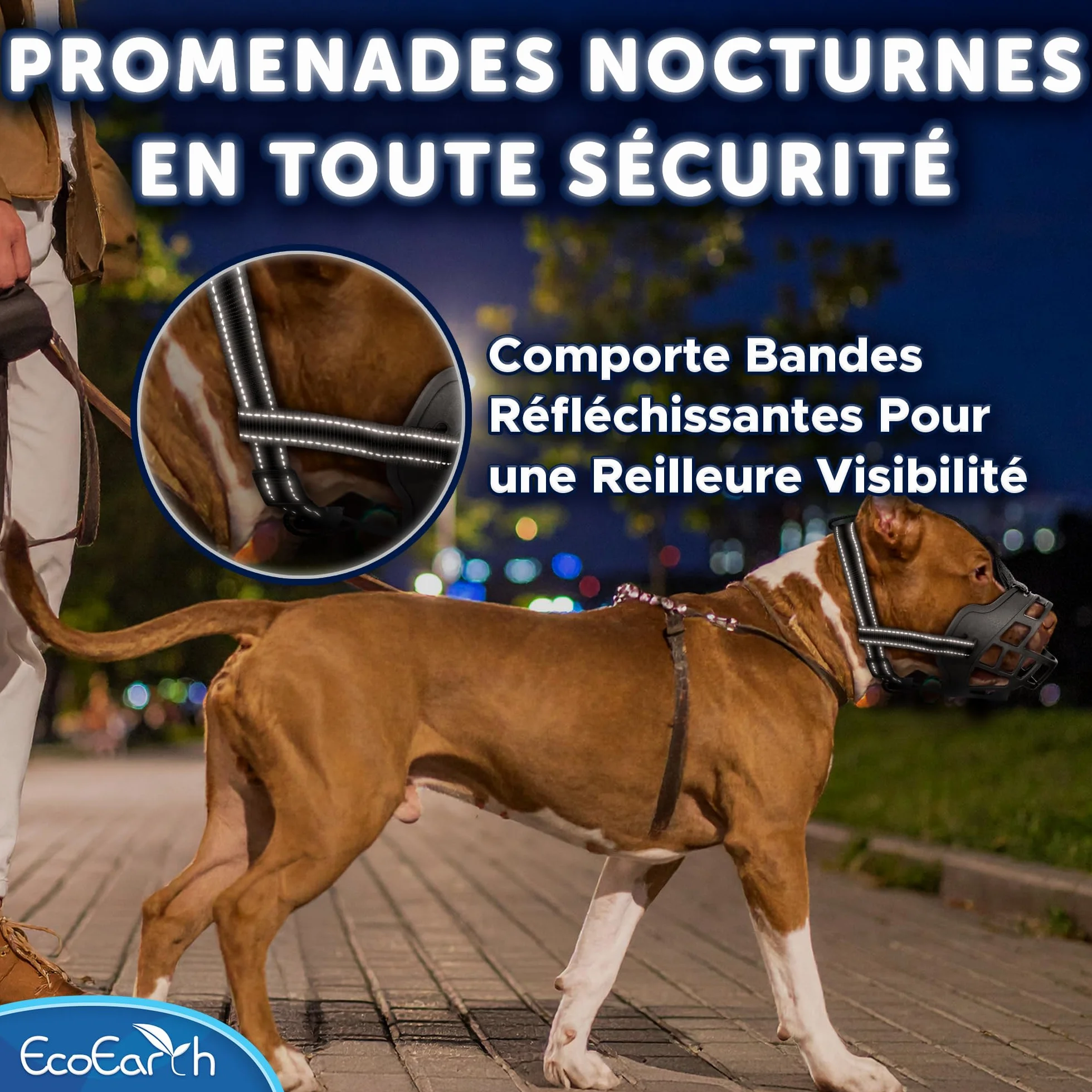 EcoEarth Muselière pour Chien - Muselière Panier Durable pour Chiens de Grande Taille - Grande, Noire - Protège-Dents réglable et Respirant pour empêcher Les morsures et Les aboiements