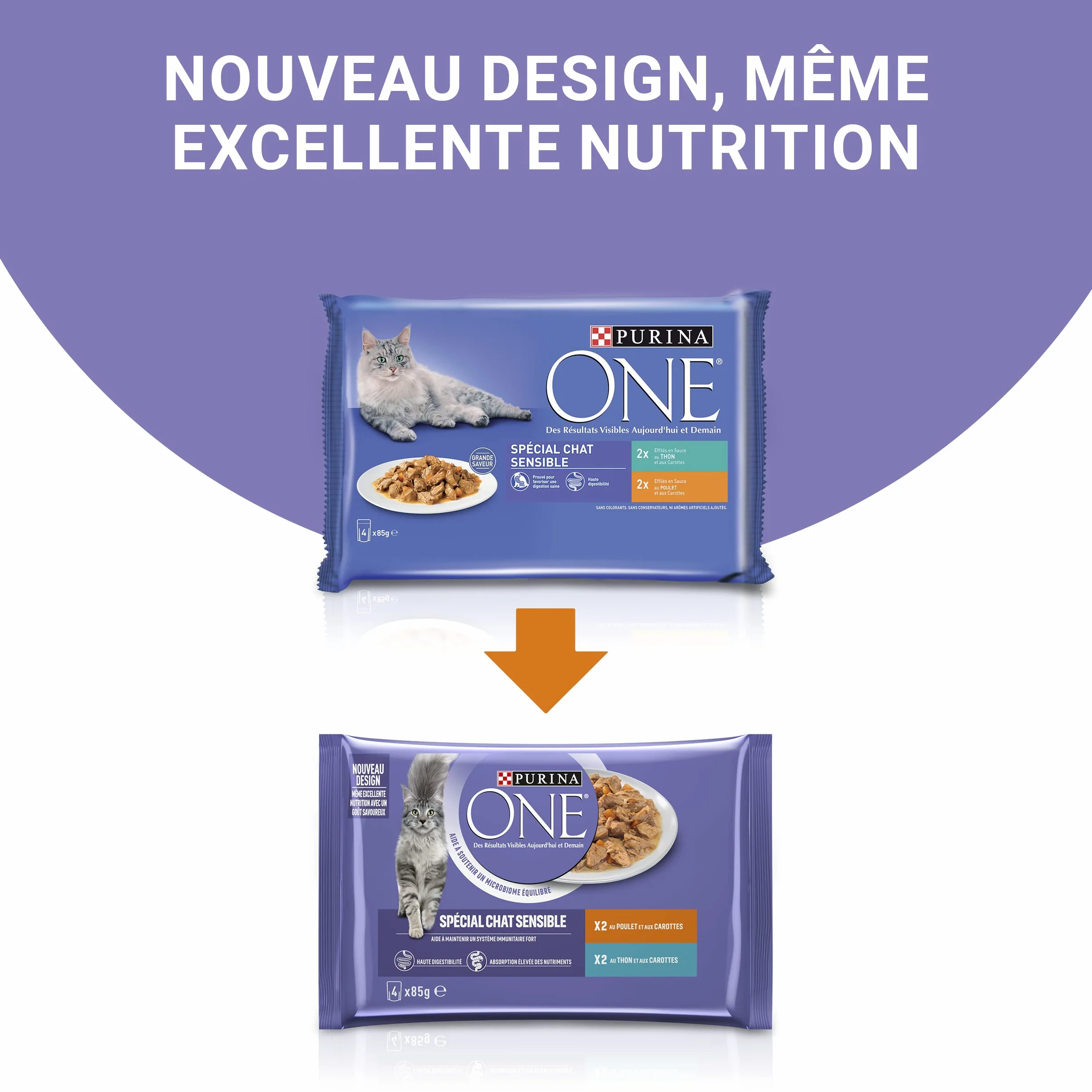 PURINA ONE BIFENSIS Spécial Chat Adulte Sensible Au Poulet et Thon Sachet Repas Lot de 12 (4 x 85g)
