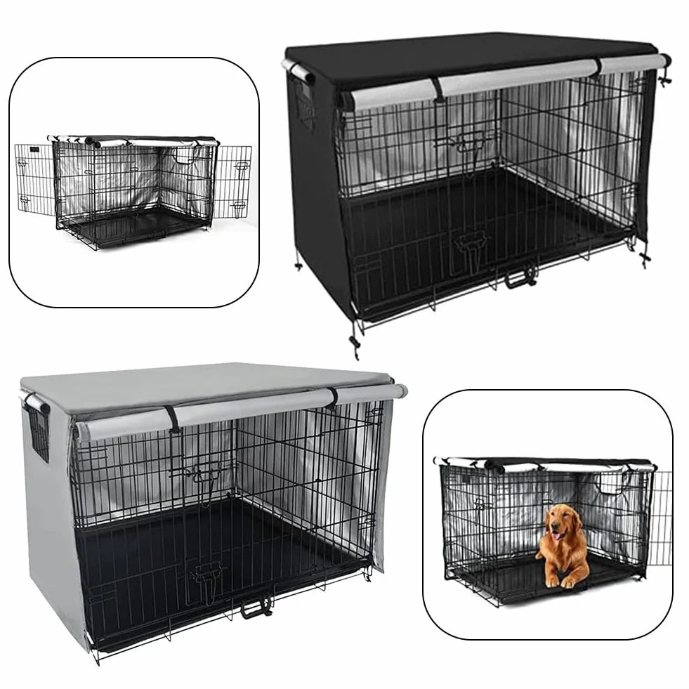 Housse de cage pour chien grande taille extérieure en tissu Oxford imperméable thermique coupe-vent