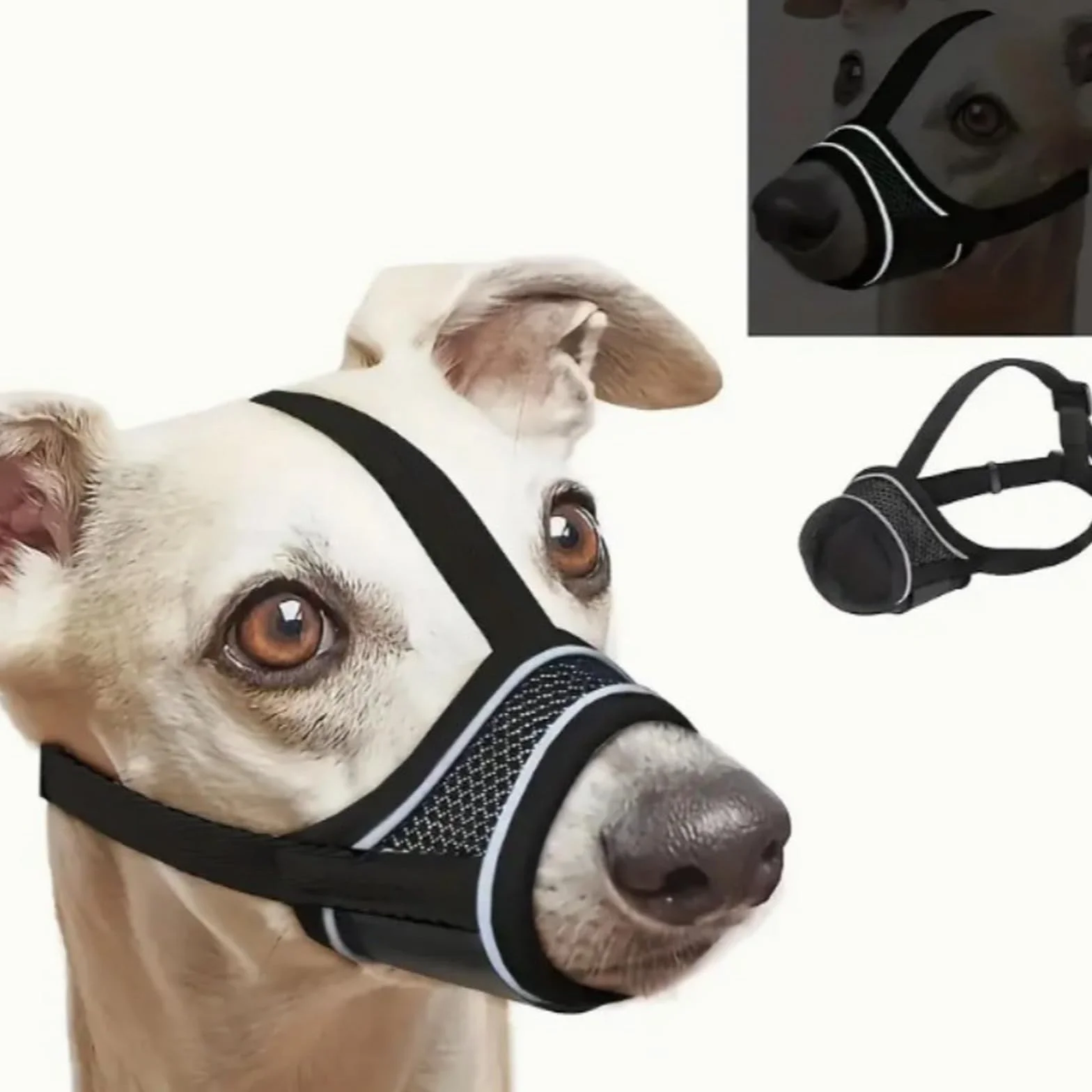 Muselière Chien Réglable en Nylon Reflectif, Soft et Confortable avec Système d'ajustement pour Petits Chiens, Idéale pour Promenades et Entraînement