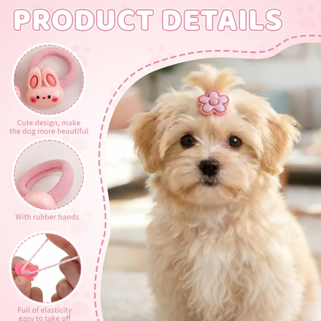 Elastiques Noeud pour Chien, 20pcs Petits Noeuds pour Poils de Chien, Accessoires de Toilettage pour Animaux