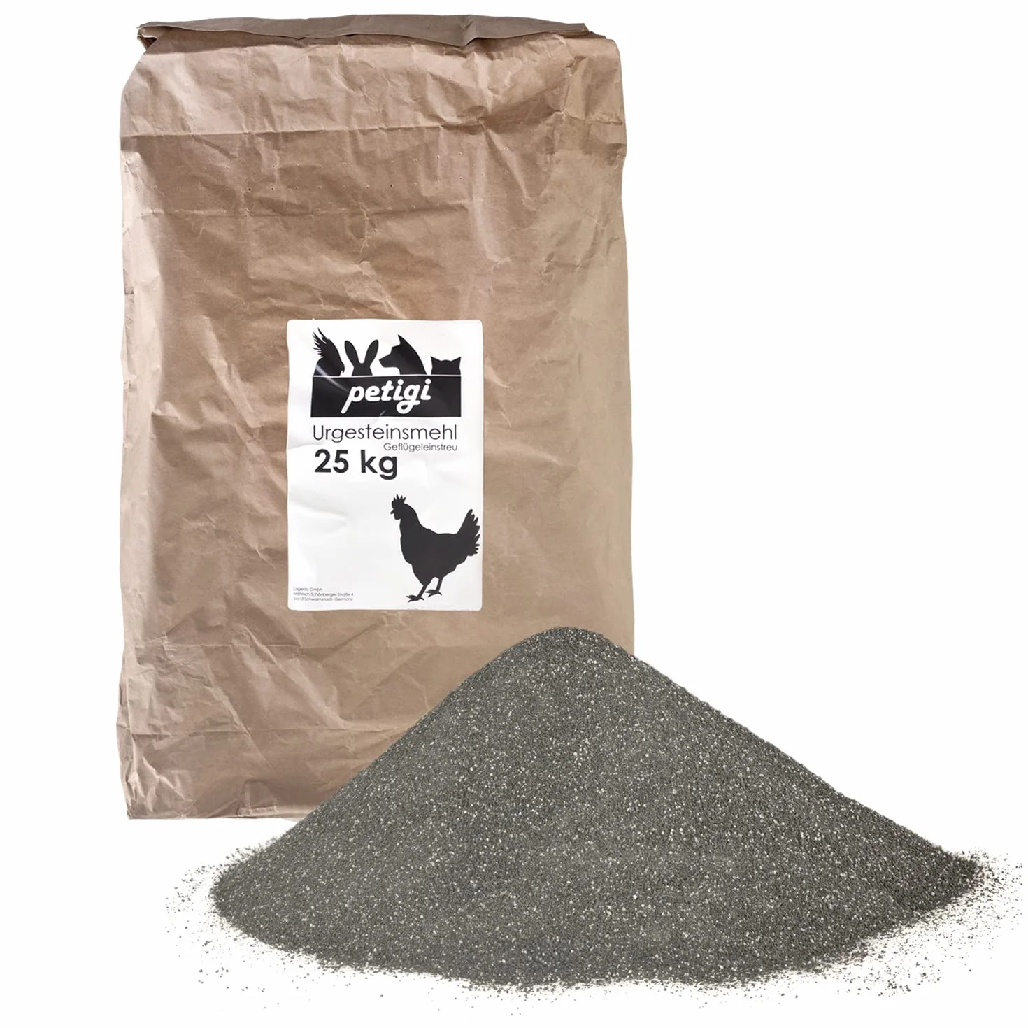 Petigi Poudre de Roche Primaire Diabase 25 kg pour Poulets Poulailler