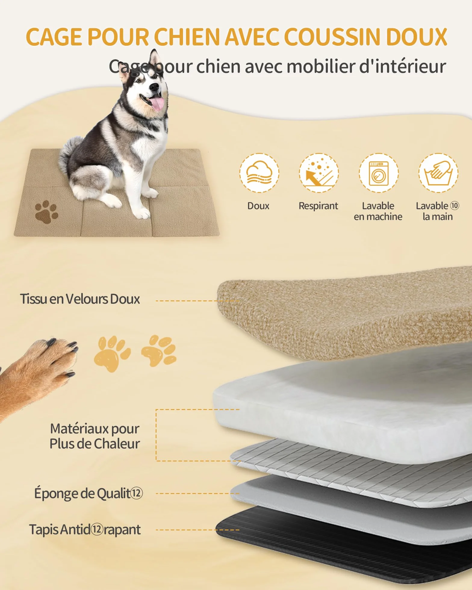 Cage pour Chien en Bois Hzuaneri, 120 x 75 x 81 cm, Marron Rustique, Multi-Portes