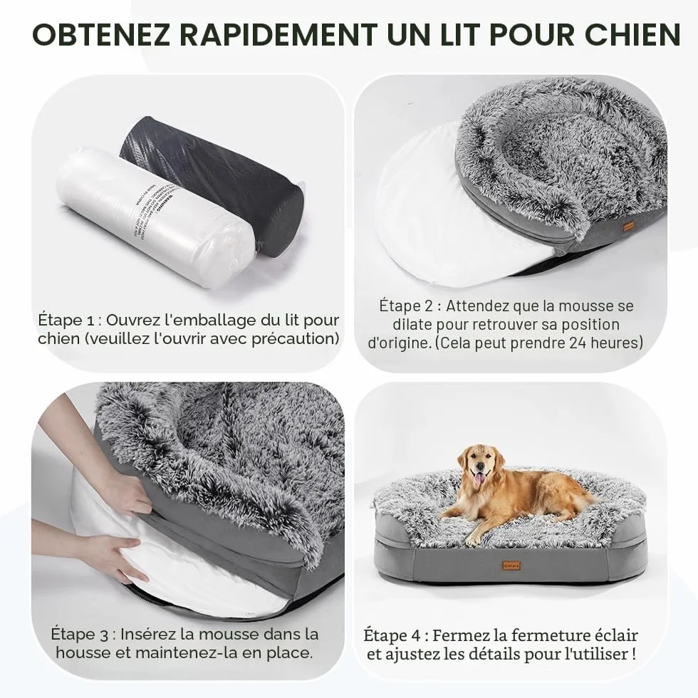 Gimars 9,5 cm Épais XL Lit Orthopédique pour Chiens de Très Grande et Seniors, Lit de Soutien avec Mousse Alvéolée 28D, Housse en Peluche Amovible et Lavable, Doublure Imperméable, Semi-Circulaire