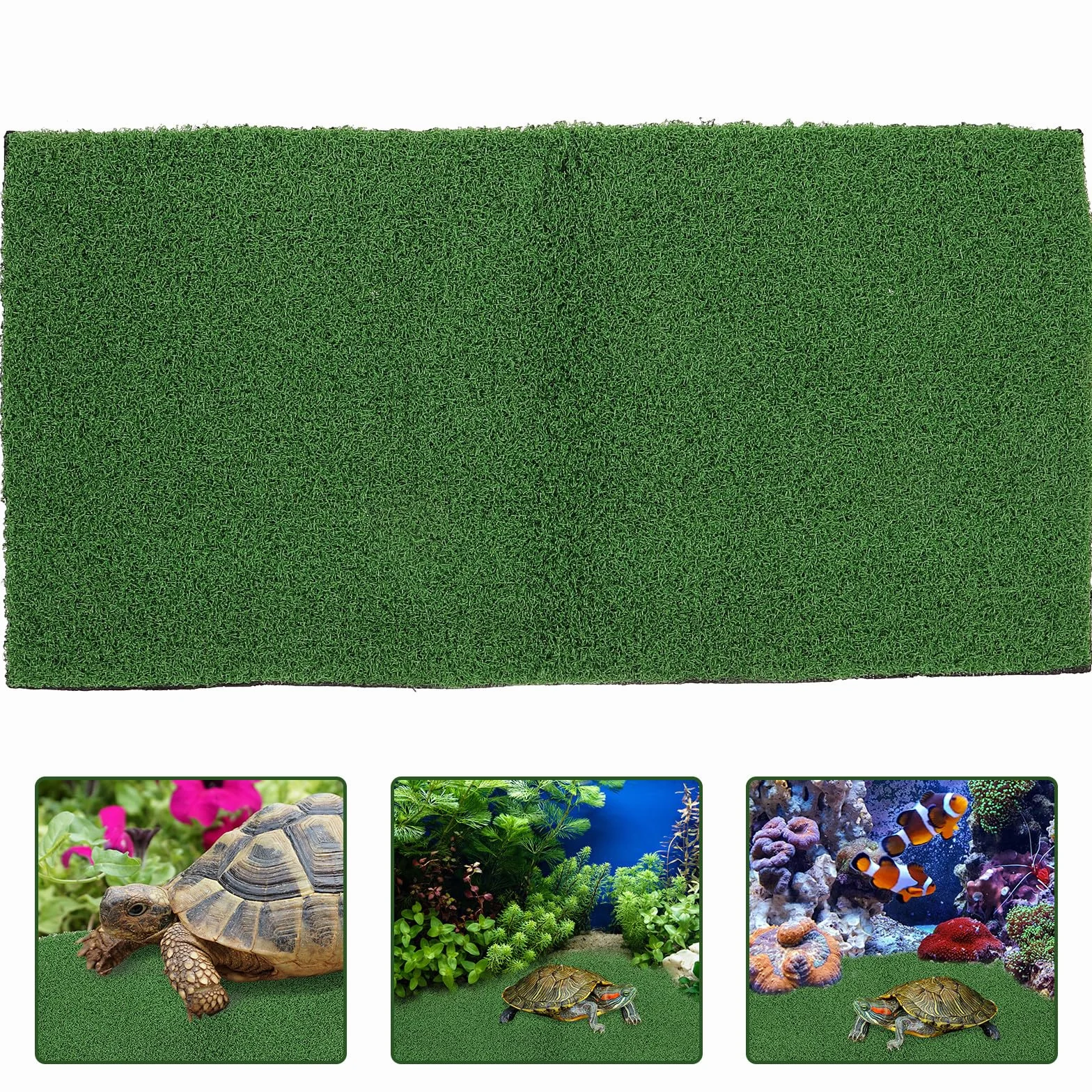 STOBAZA Tapis de Gazon Synthétique pour Tortue, Terrain en Plastique Vert pour Reptile, Adapté pour Aquarium et Bassin