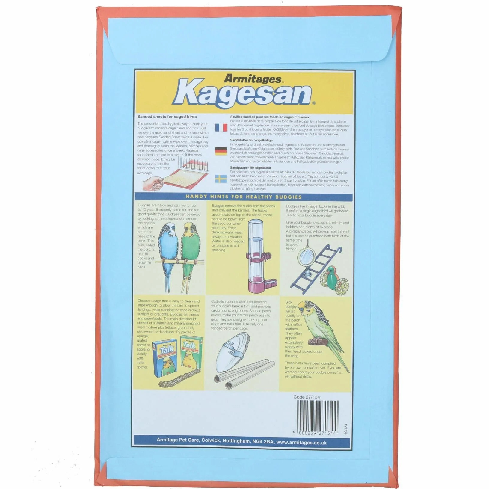 AB Tools Lot de 24 feuilles de papier abrasif pour cage à perruches 21 x 35 cm