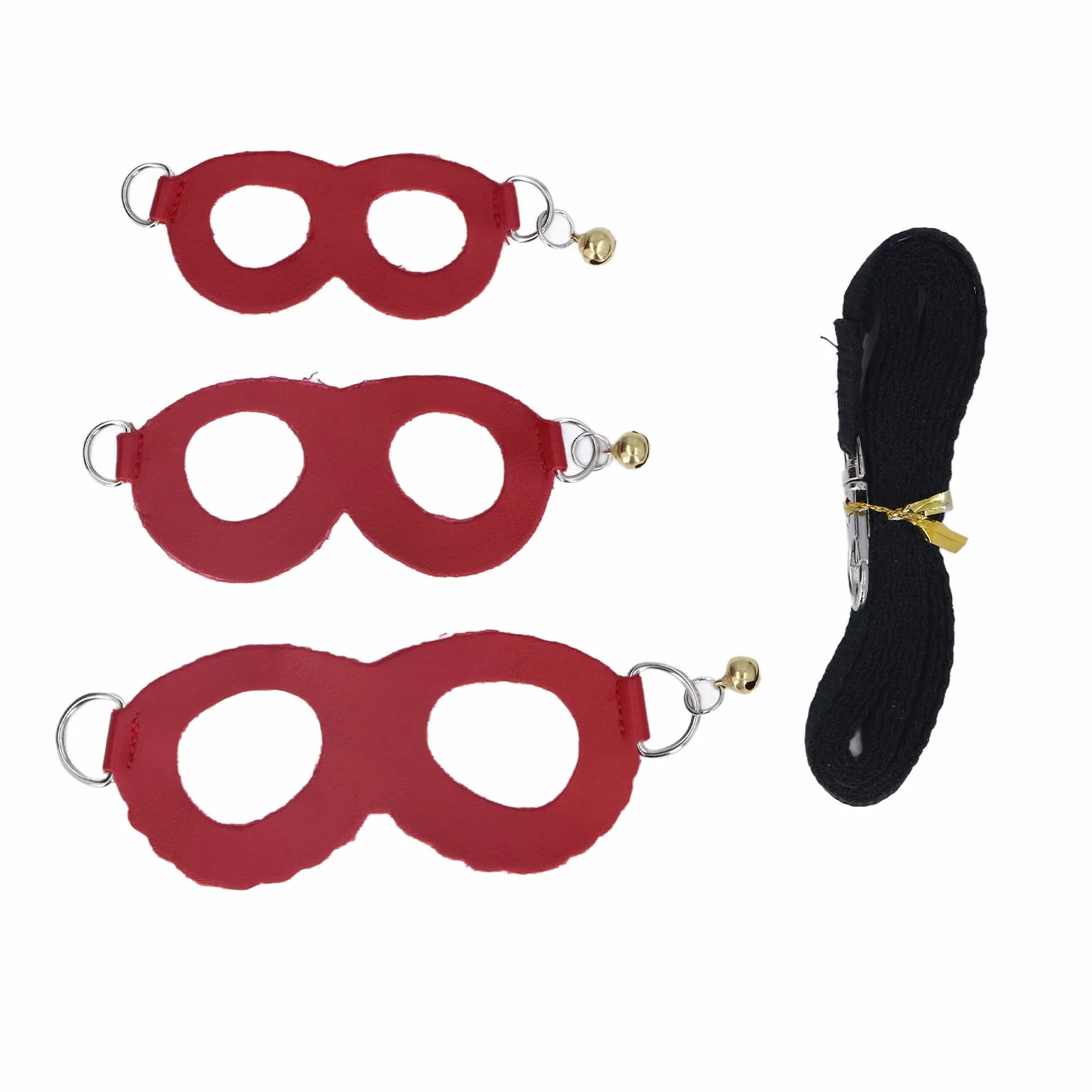 Harnais pour Hamster en Simili Cuir Souple avec Cloches, Gilet et Laisse pour Marche des Rats, 3 Tailles (S, M, L), Rouge