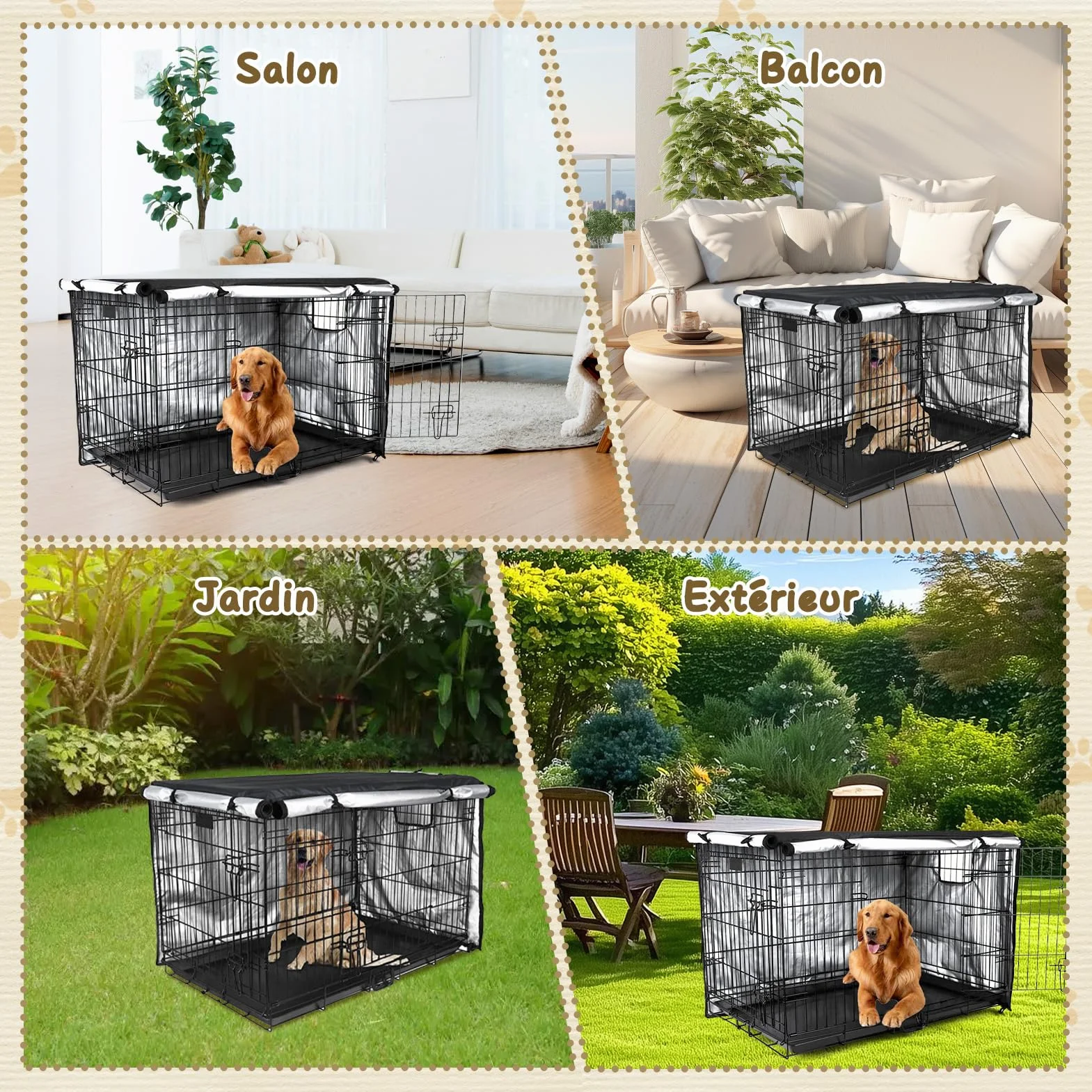 VINGVO Housse de Cage pour Chien 600D Imperméable Durable Universelle 42in