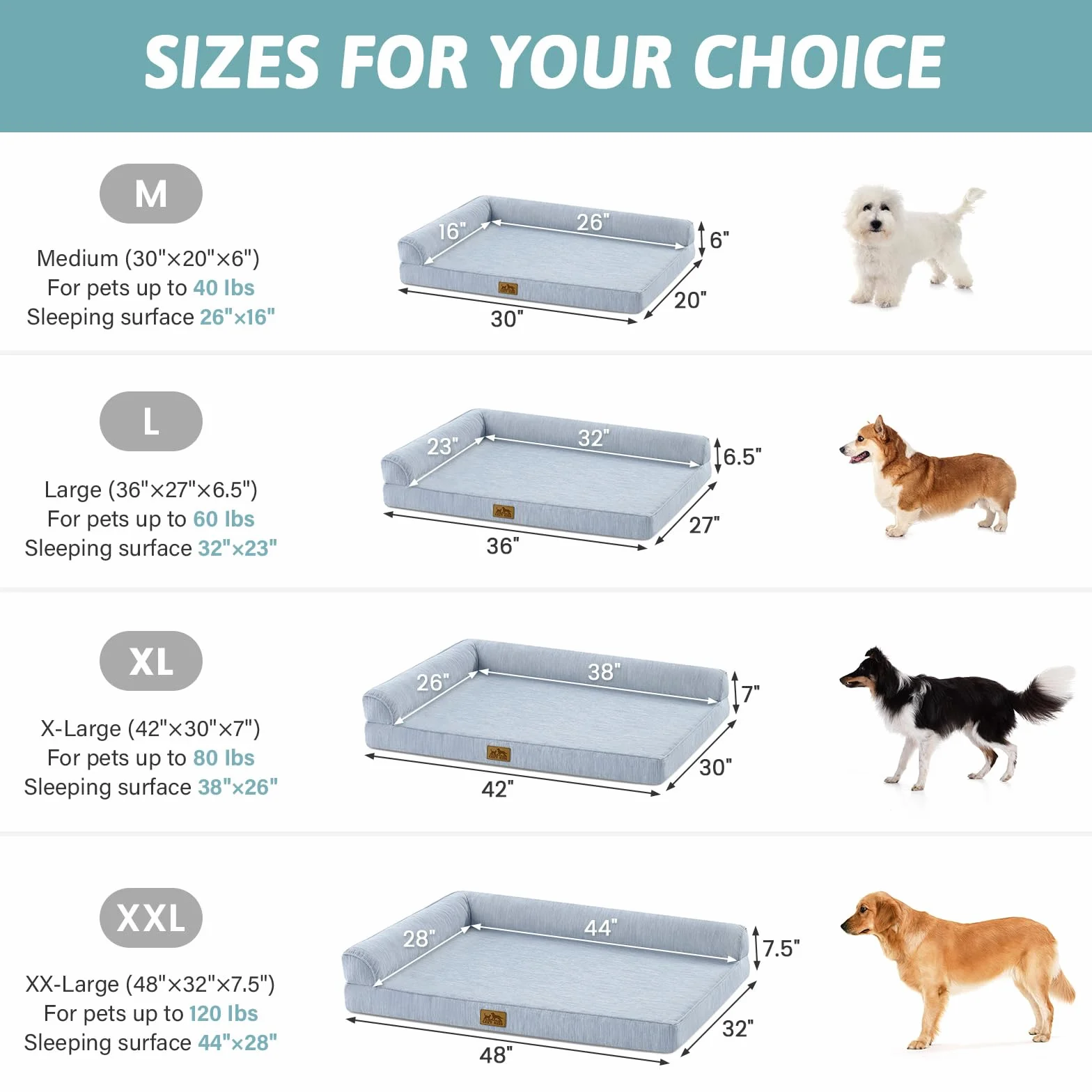 COZY KISS Panier Chien Orthopédique Rafraîchissant, Tapis Chien pour Chien Imperméable, Coussin Chien Dehoussable Lavable, Lit Chien avec Housse Amovible, Canapé pour Chien, Bleu, XL(107x76x18 cm)