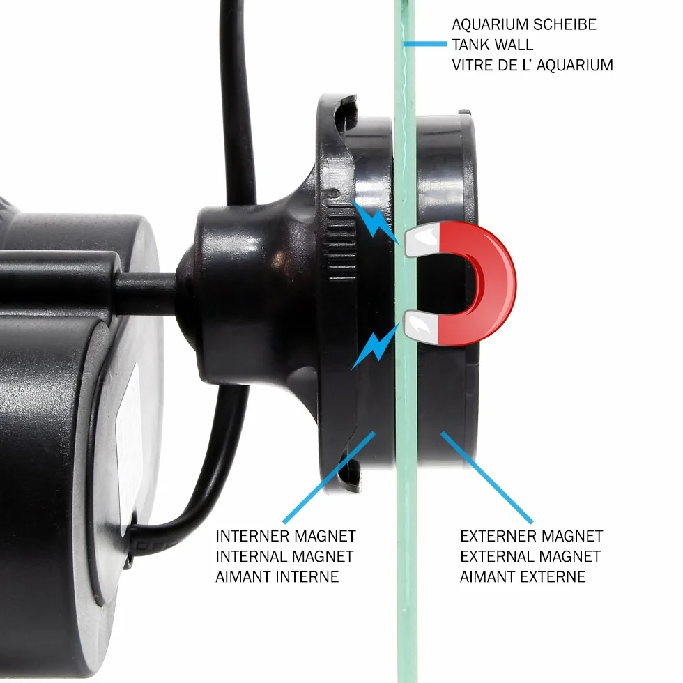 SunSun Support magnétique pour Pompe de brassage Wavemaker de la Série JVP pour aquariums, pompe de circulation, pour verre 15 mm max.