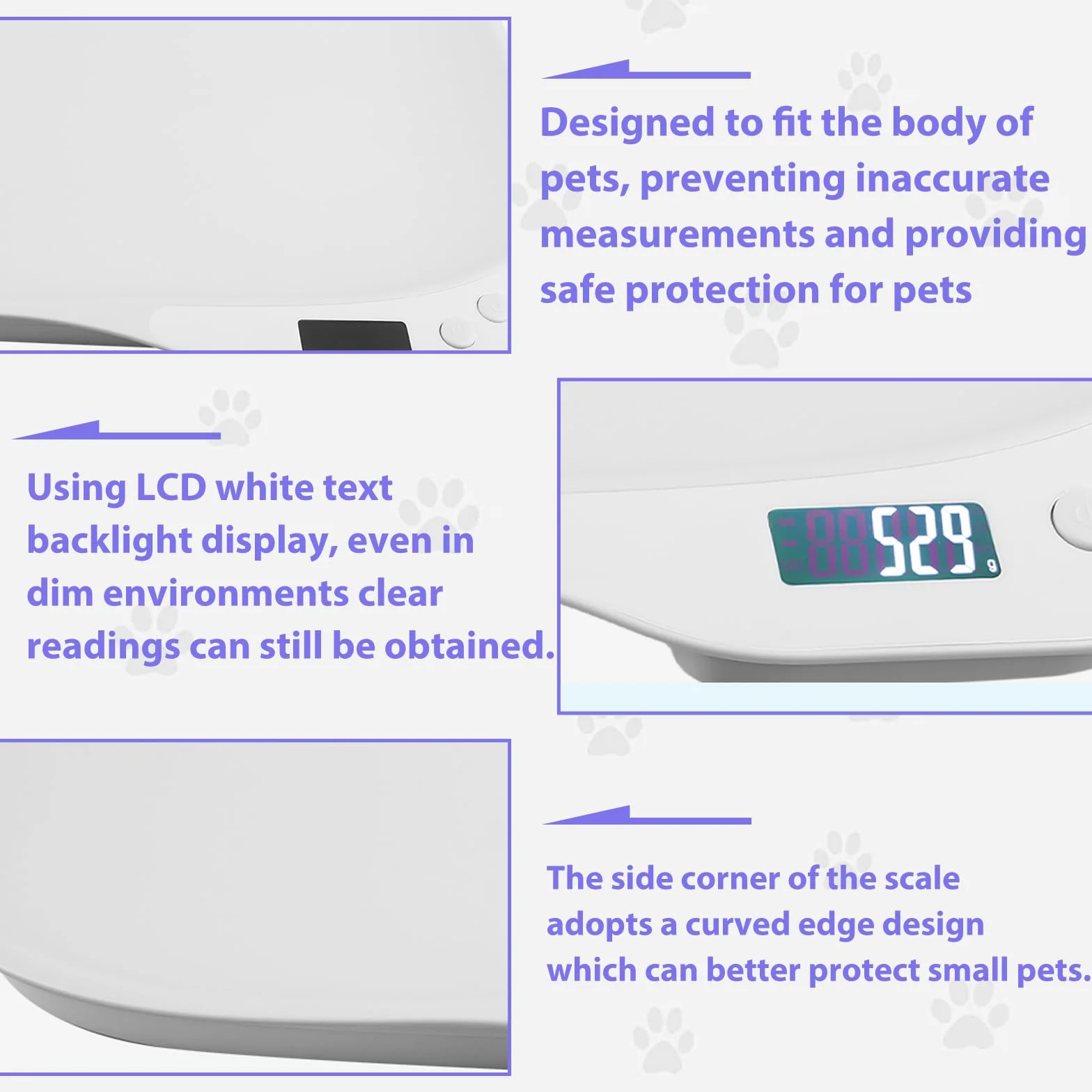 Balance numérique pour animaux de compagnie 15 kg (± 1 g) LCD 4 modes kg/oz/lb/ml 36 x 26 cm