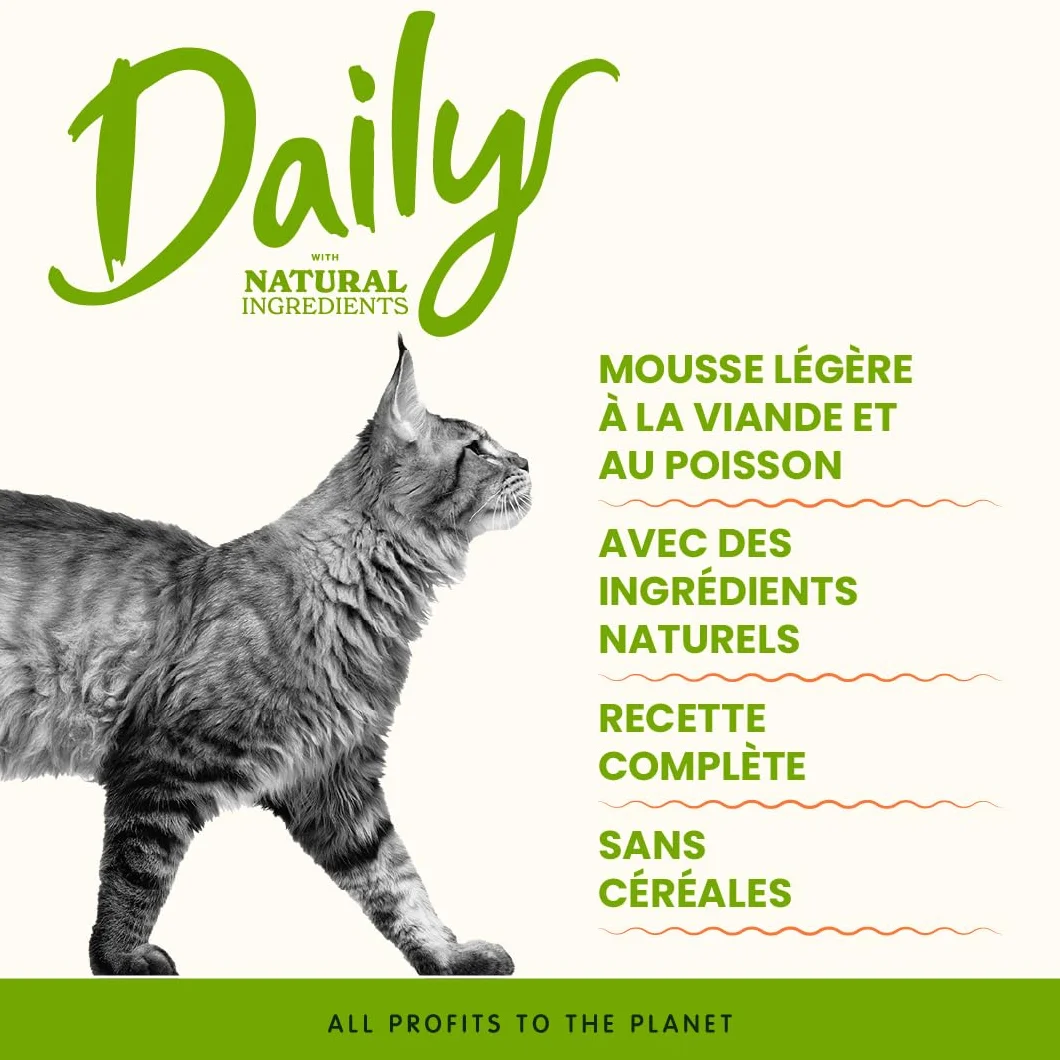 Almo Nature Daily - Nourriture Humide pour Chats Adultes - Mousse - Poisson de l’Océan - 85 g, Pack de 24