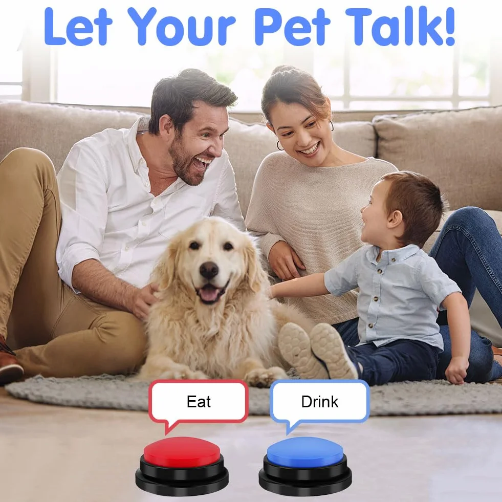 Buzzer Enregistrable Lot de 2, Boutons Parlants Sonores 30 Secondes pour Communication Animaux