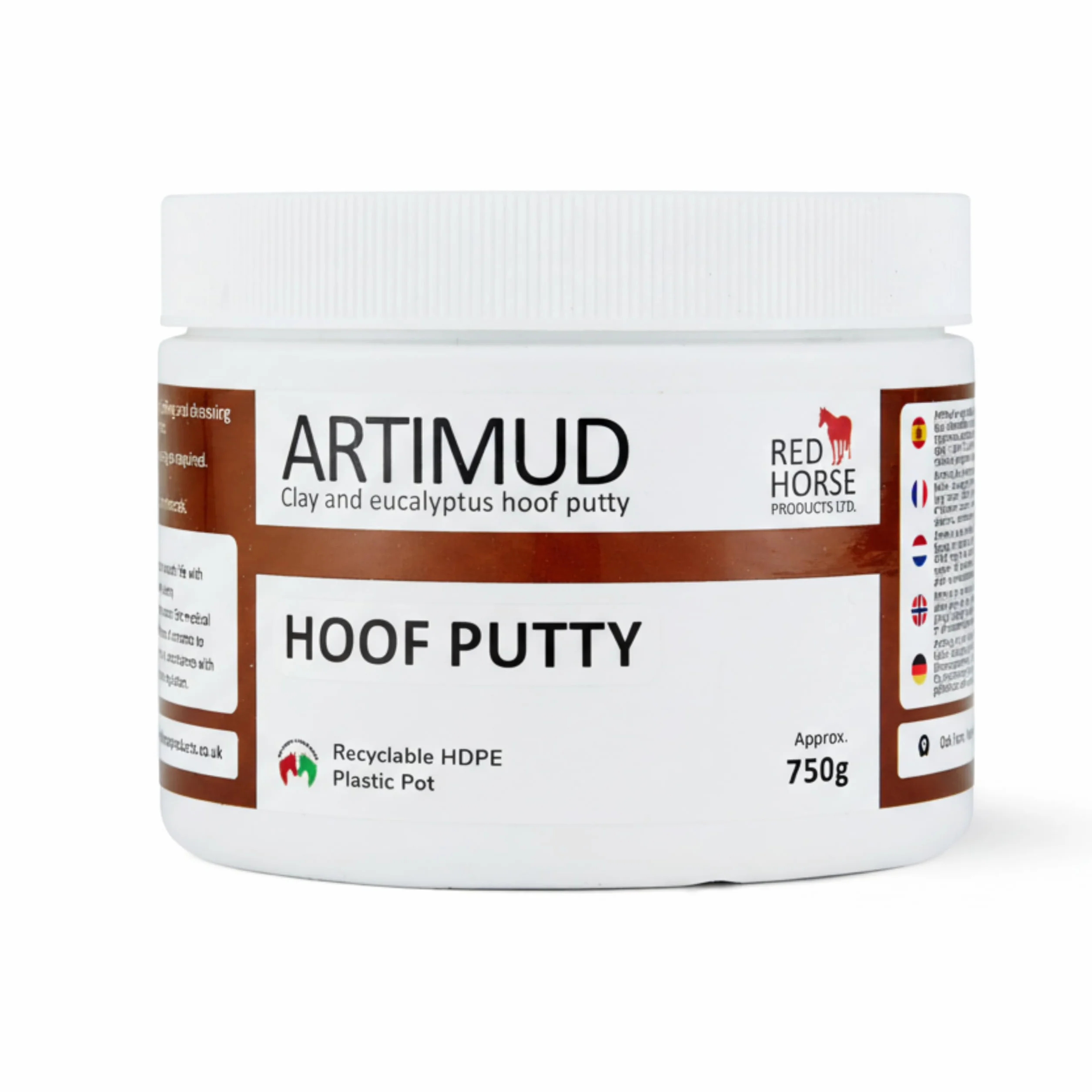 Artimud – Mastic pour sabot de cheval | Traitement du muguet | 750 g | Argile de sabot de cheval à l'eucalyptus | Protection de grenouille équine et de la semelle | Red Horse Products | Boue naturelle