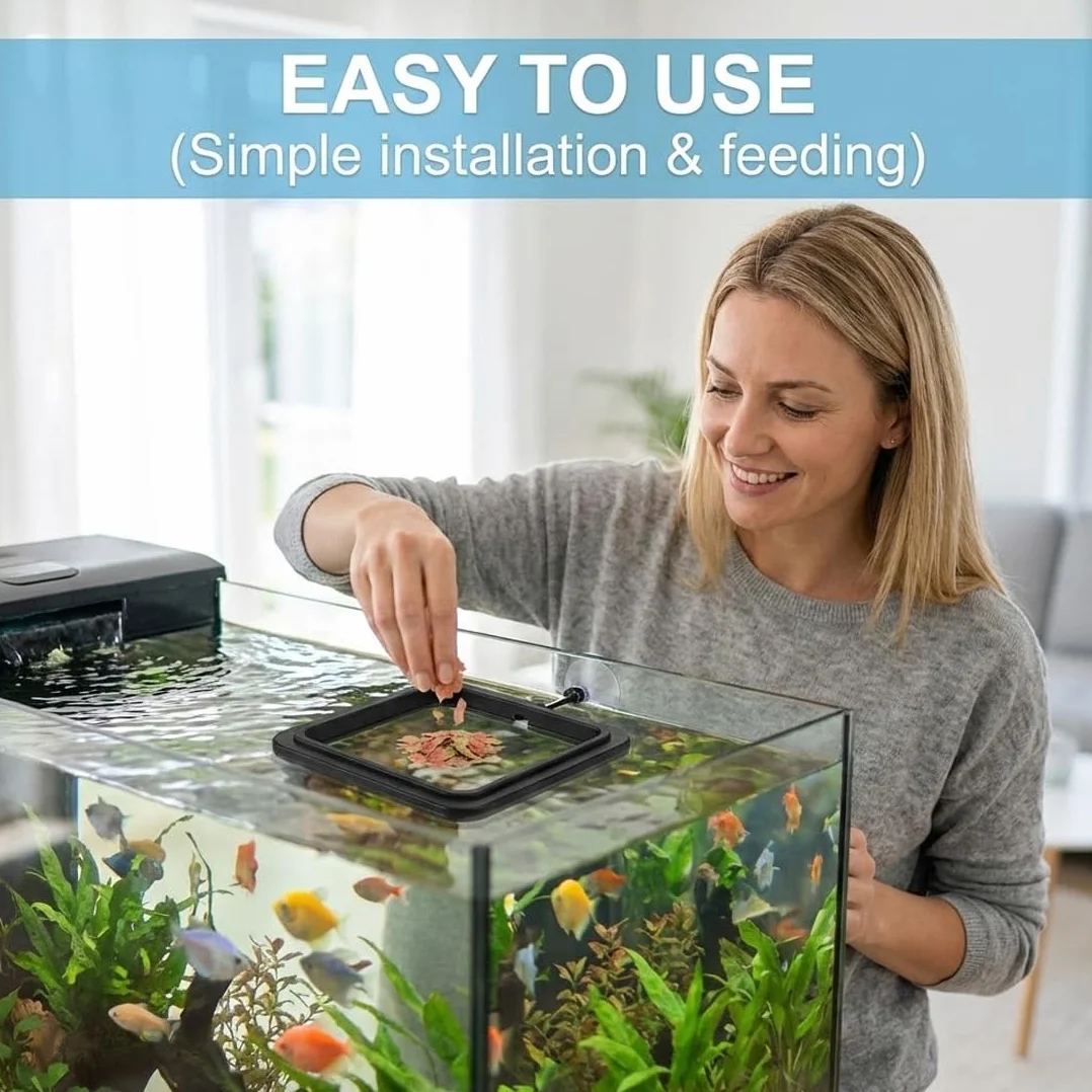 Lot de 4 anneaux de nourrissage pour aquarium flottants avec ventouse support nourriture poissons plantes flottantes Noir