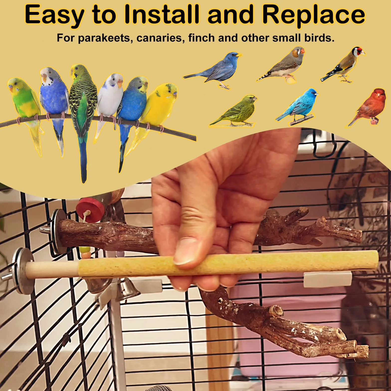 S&X Lot de 72 Housses de Perchoir Papier Abrasif pour Cages à Oiseaux Perruches Canaris Pinsons
